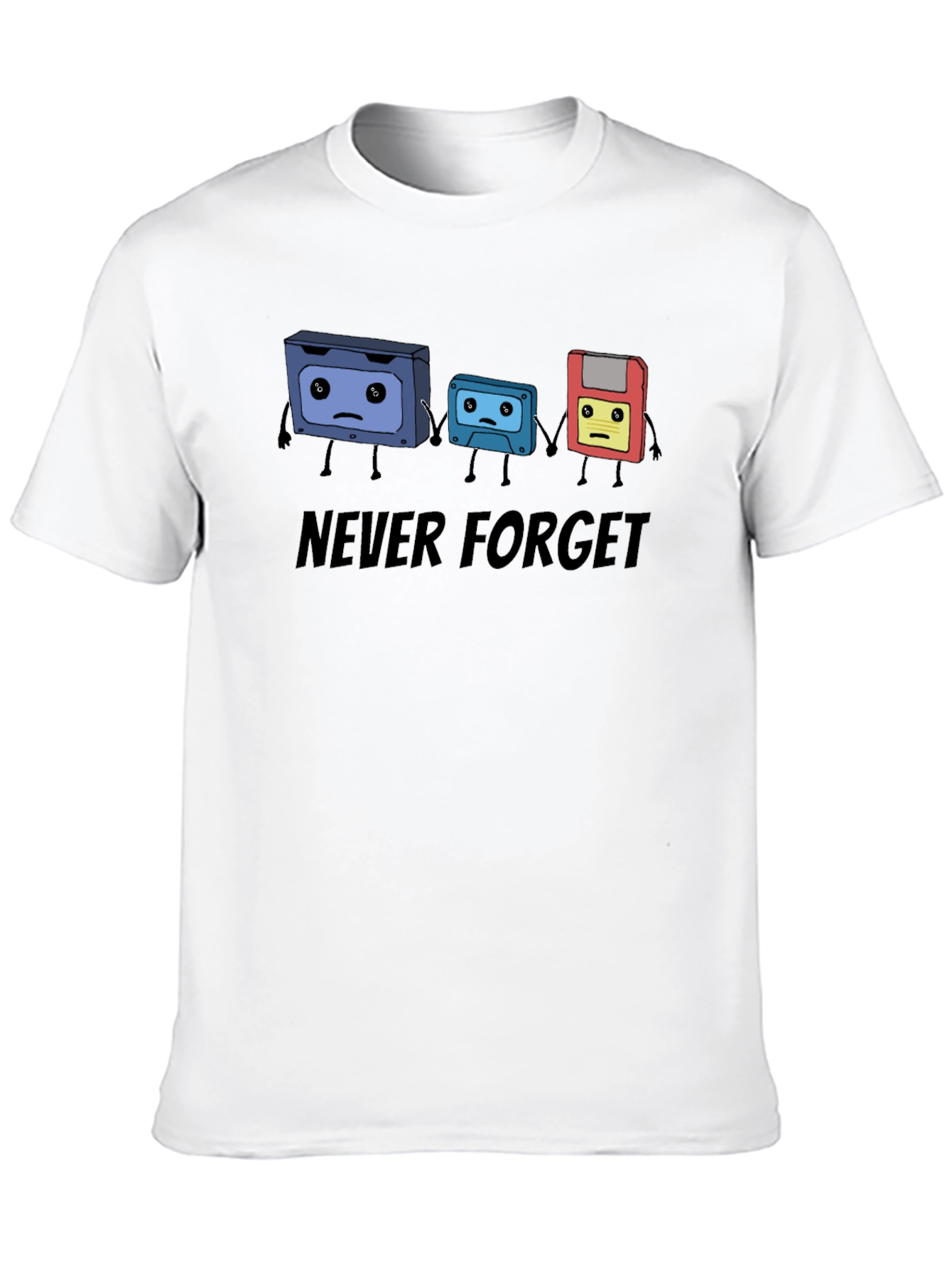 Black Never Forget Cassette Tape & Floppy Disk T-Shirt view 10