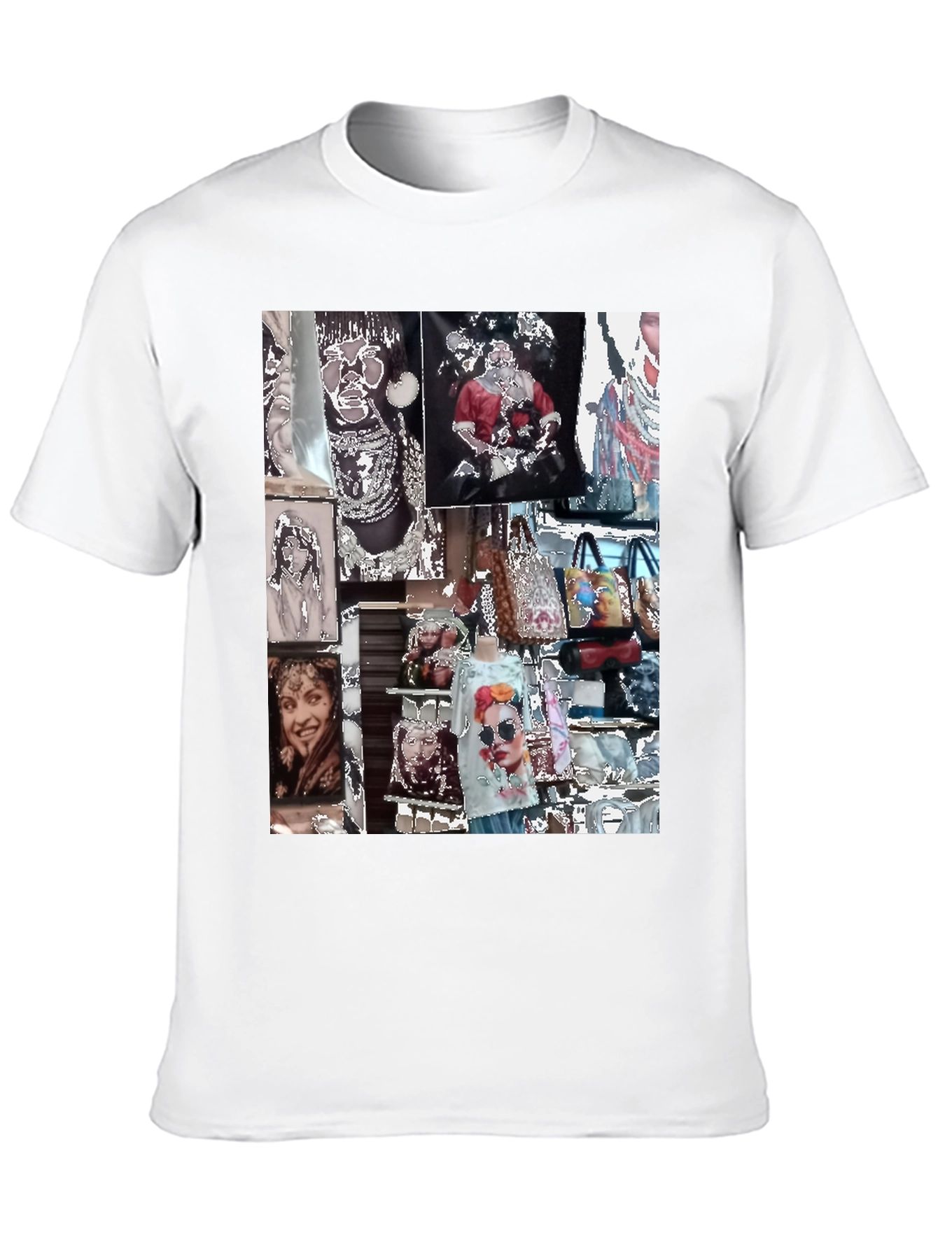 Black Artistic Collage Graphic Black T-Shirt view 10