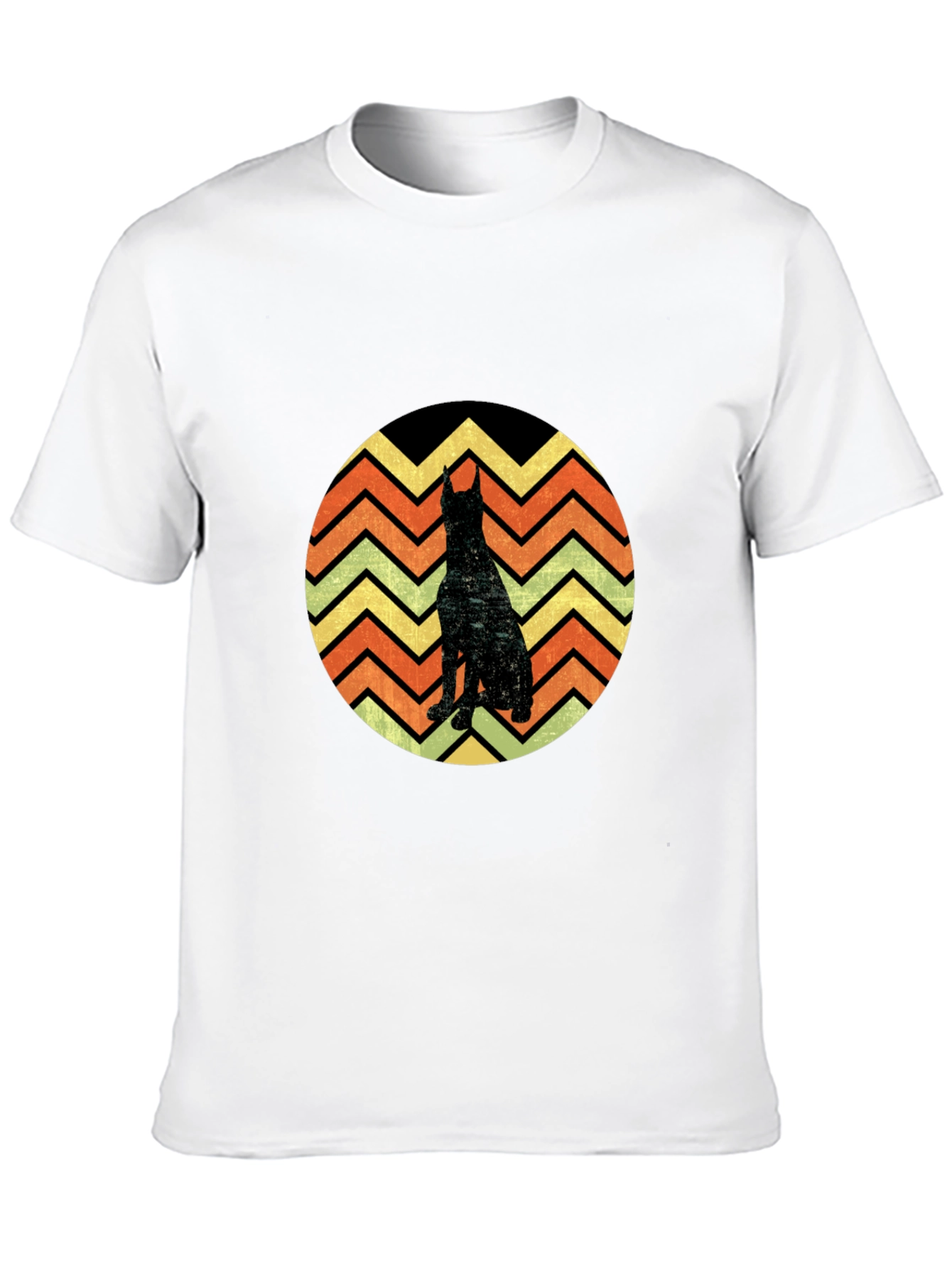 Black Doberman Silhouette Retro T-Shirt view 10