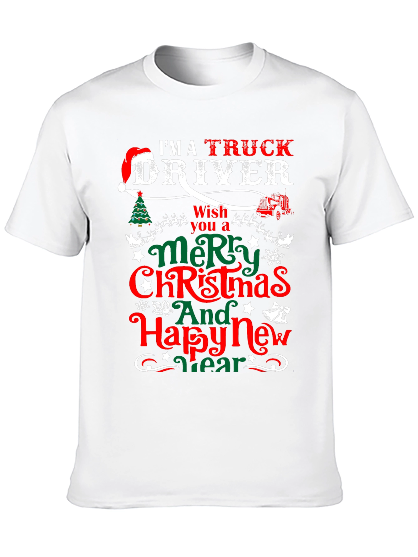 Black Truck Driver Christmas T-Shirt view 10