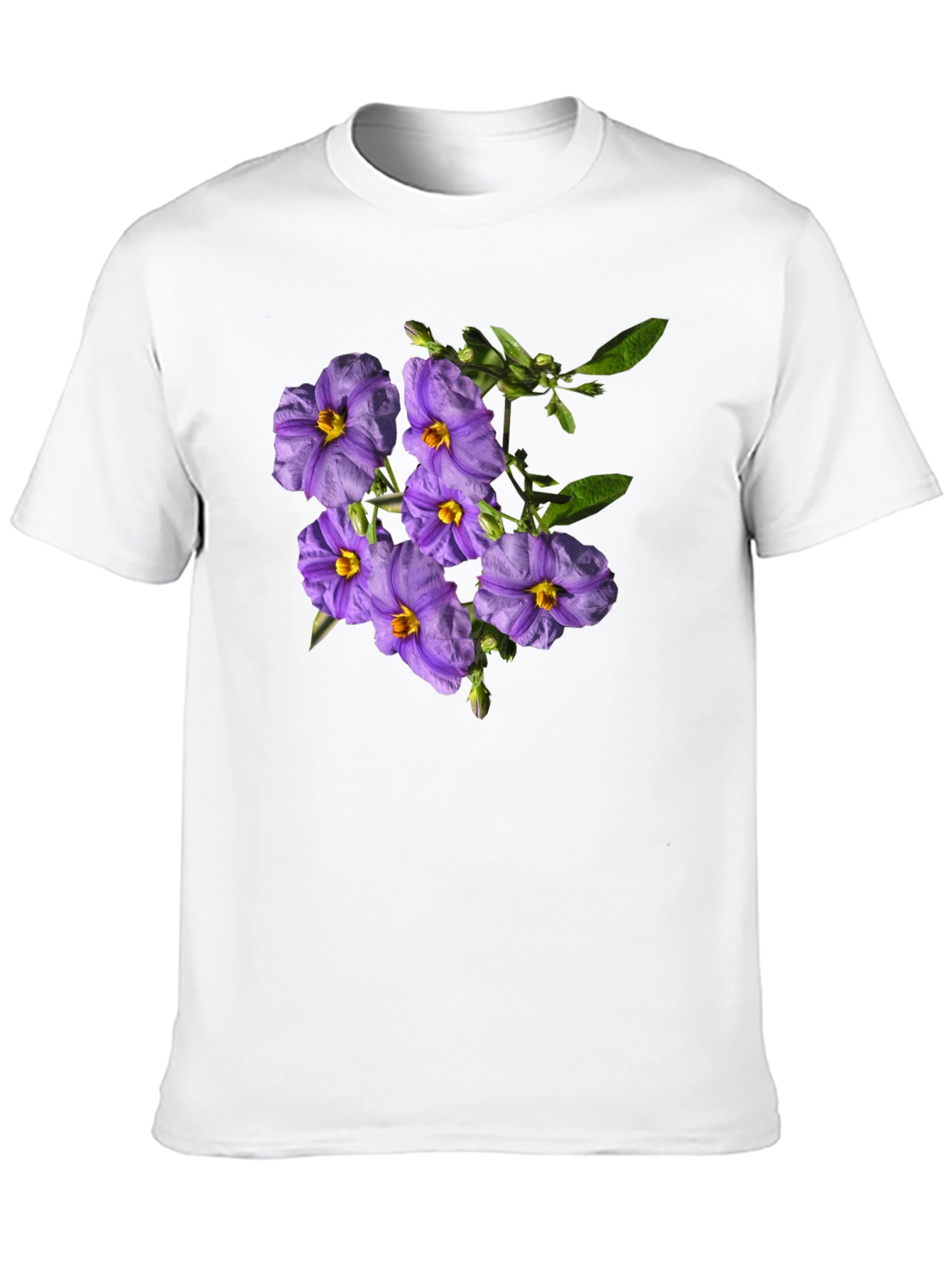 Black Floral Print Tee - Purple Flower Design view 10