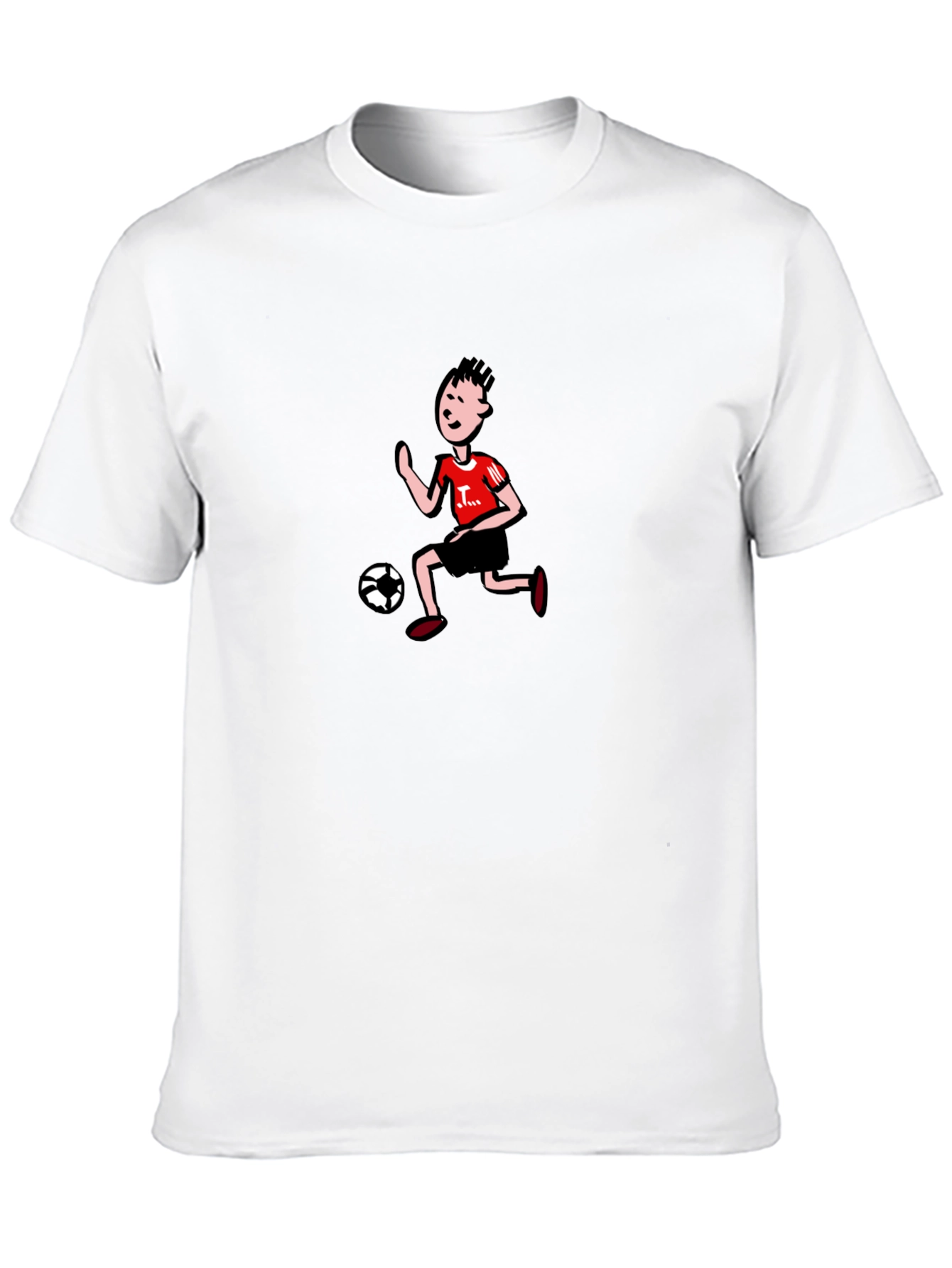 Black Cartoon Soccer Player Graphic Tee - Black view 10