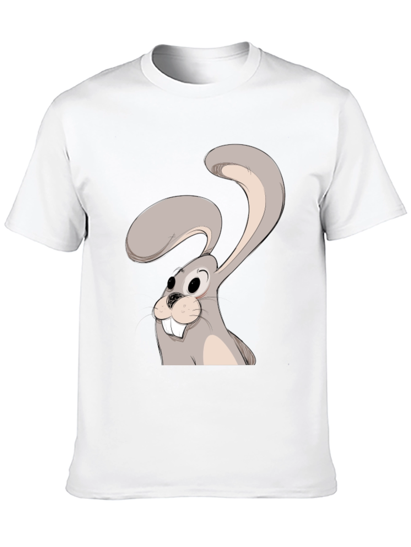 Black Cartoon Rabbit Graphic Tee - Black Cotton Blend view 10