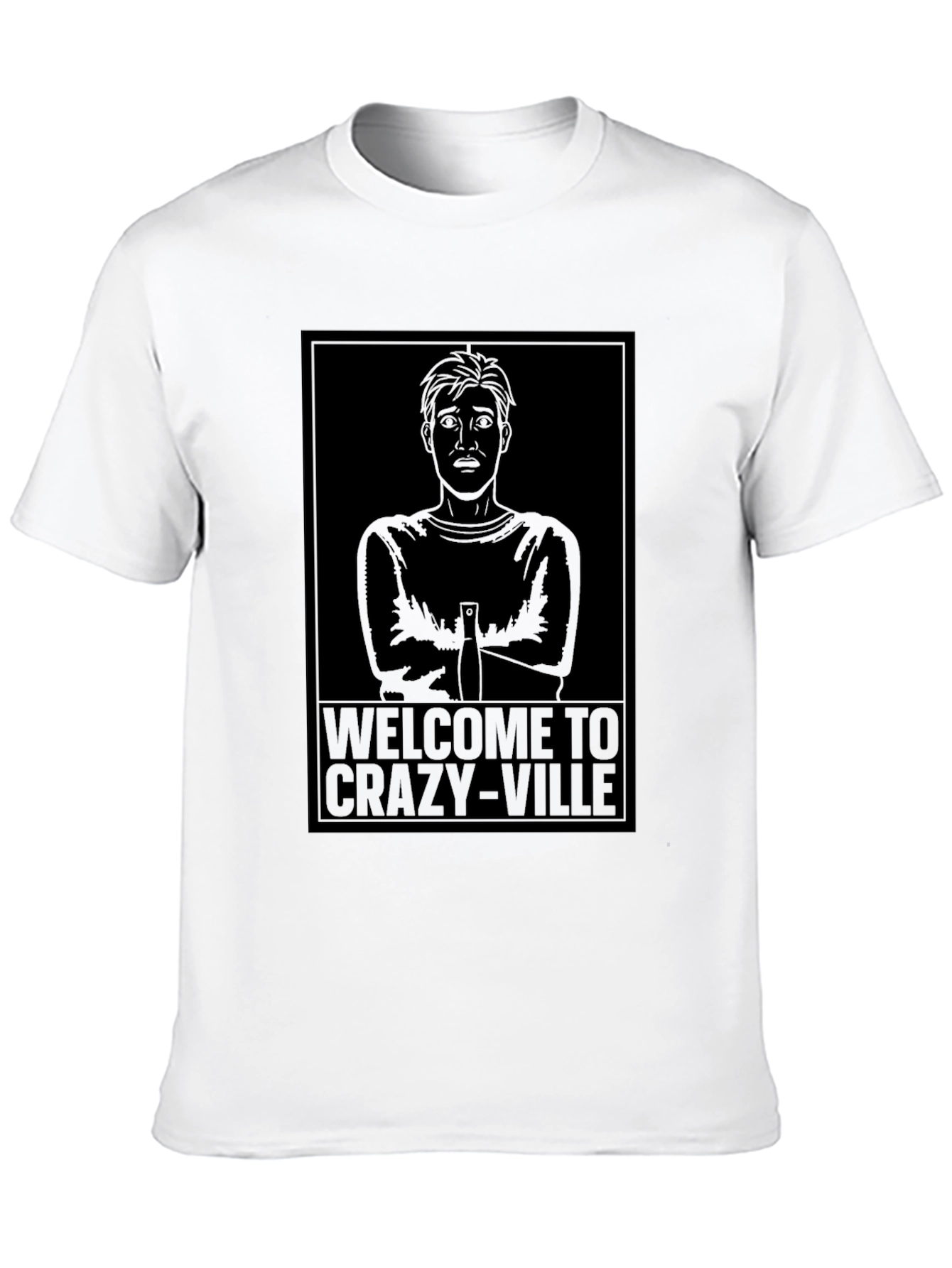 Black Welcome to Crazy-Ville Graphic T-Shirt - Mens Crew Neck Tee view 10