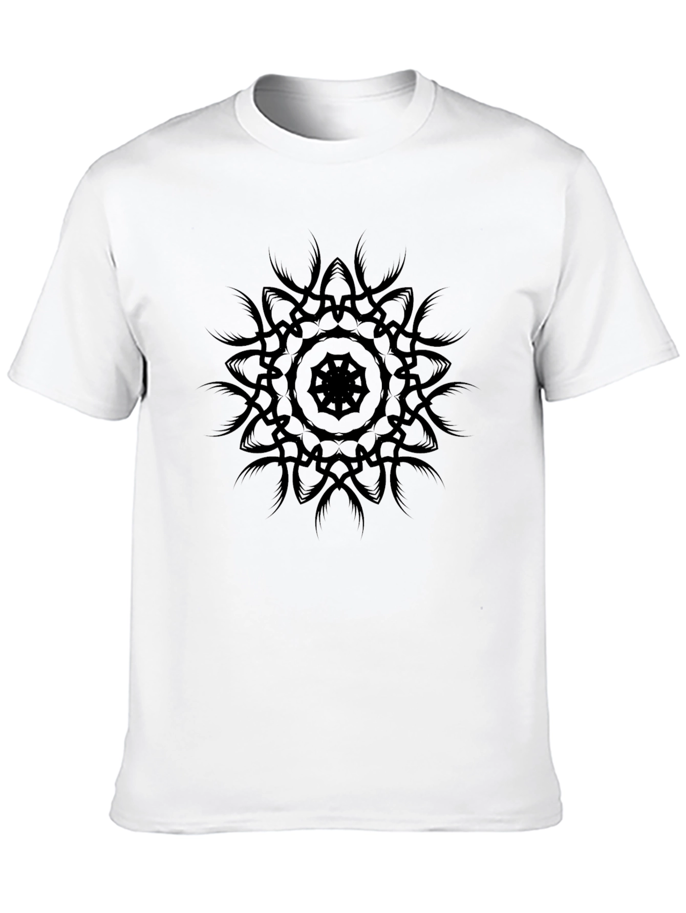 Black Men's Black Graphic Tee - Mandala Design view 10