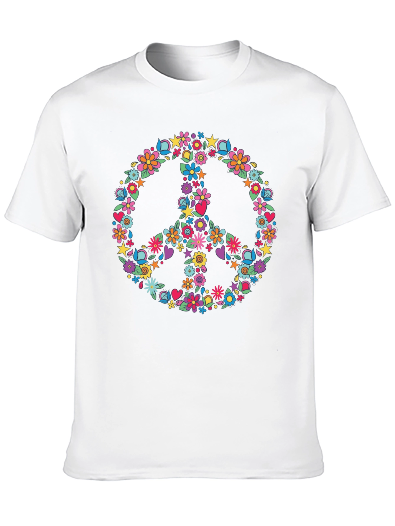 Black Floral Peace Sign Graphic T-Shirt view 10