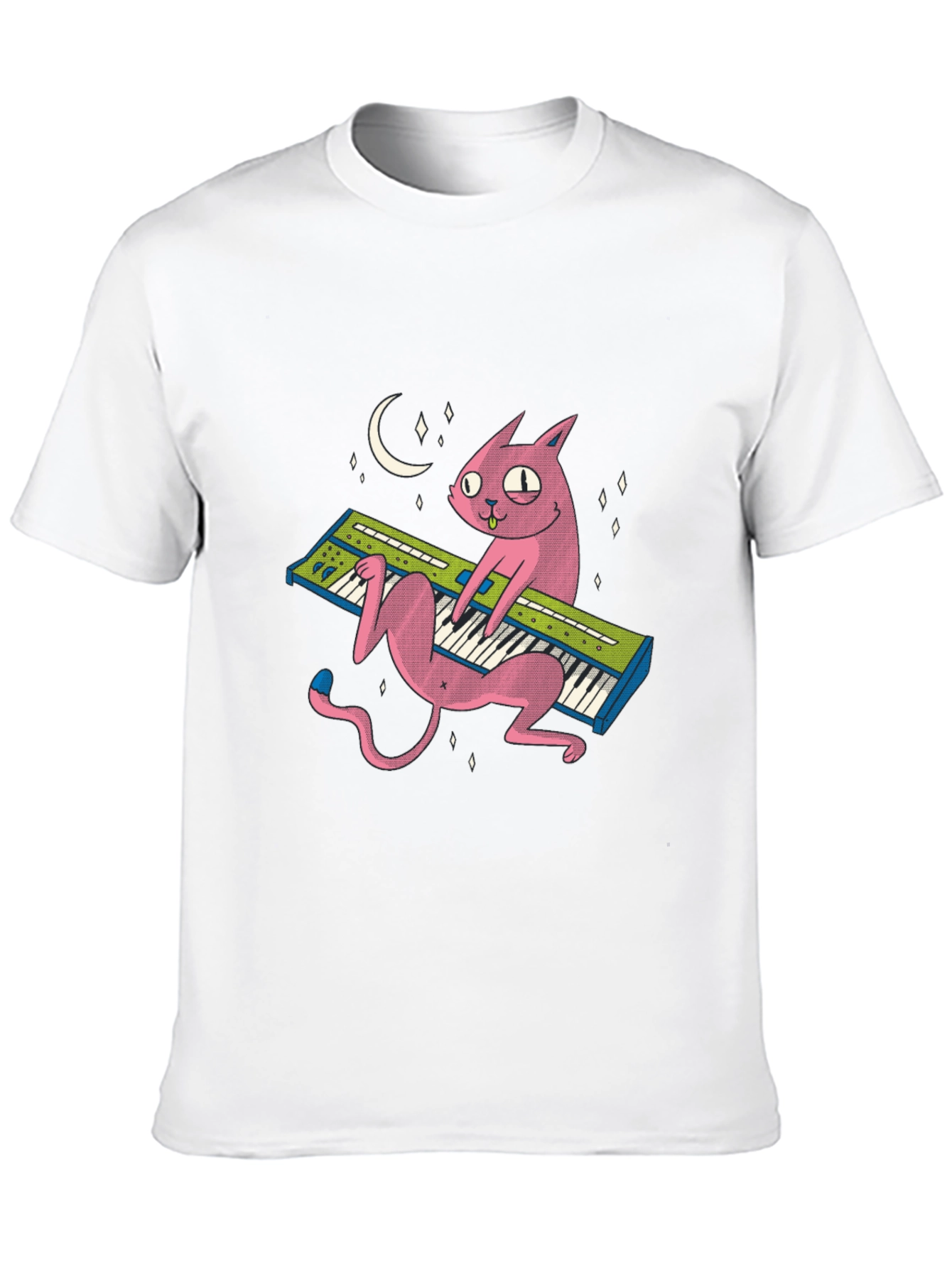 Black Funny Cat Playing Keyboard T-Shirt - Unique Graphic Tee view 10