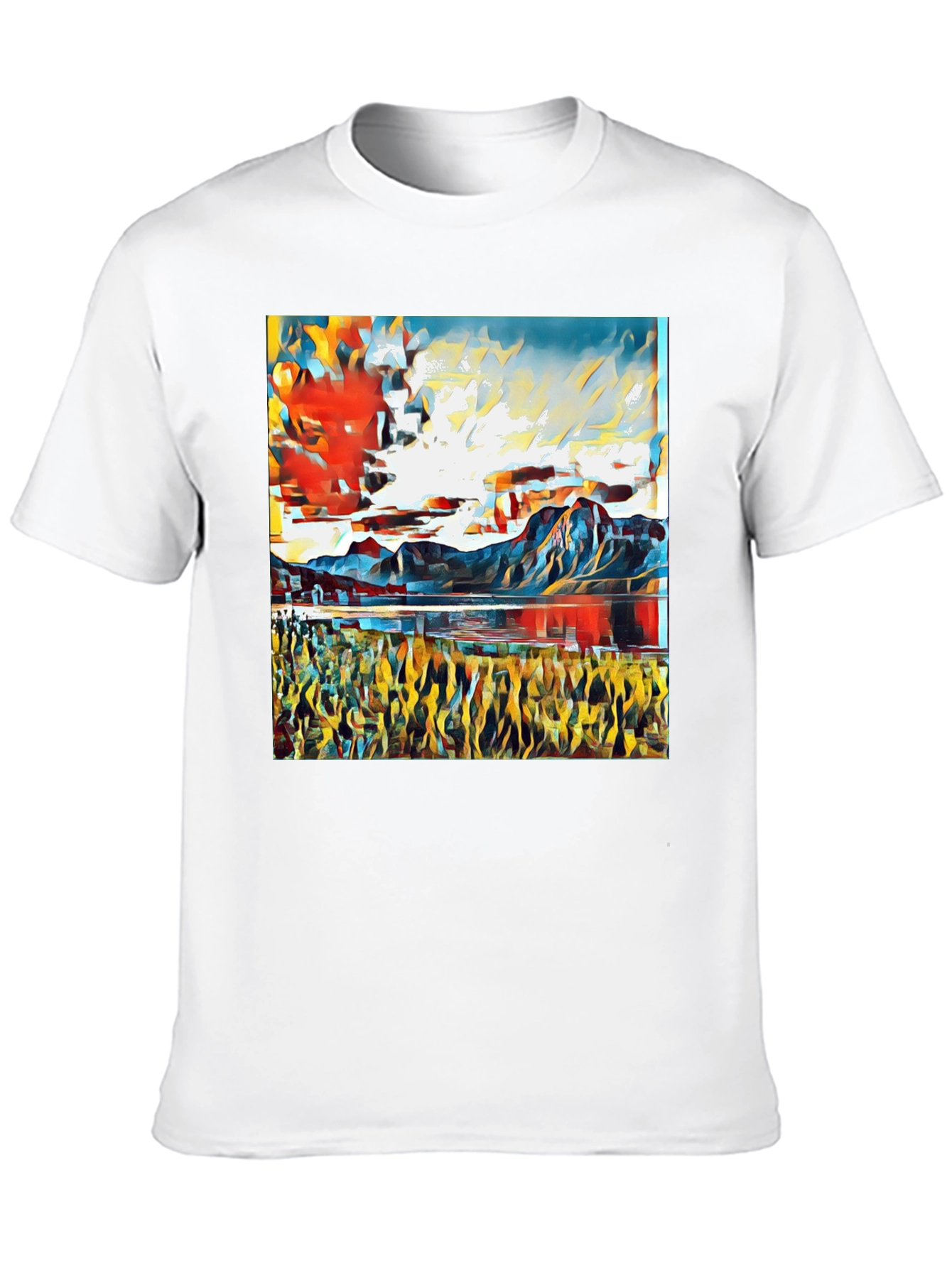 Black Abstract Landscape Graphic Tee - Stylish Art Shirt view 10