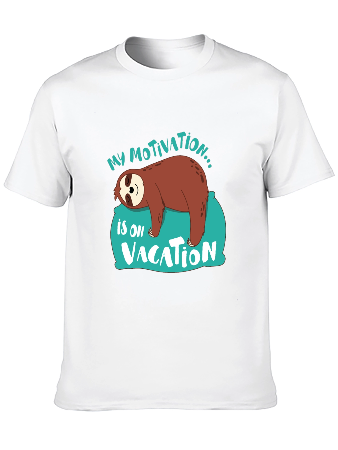 Black My Motivation is on Vacation Sloth Graphic T-Shirt view 10