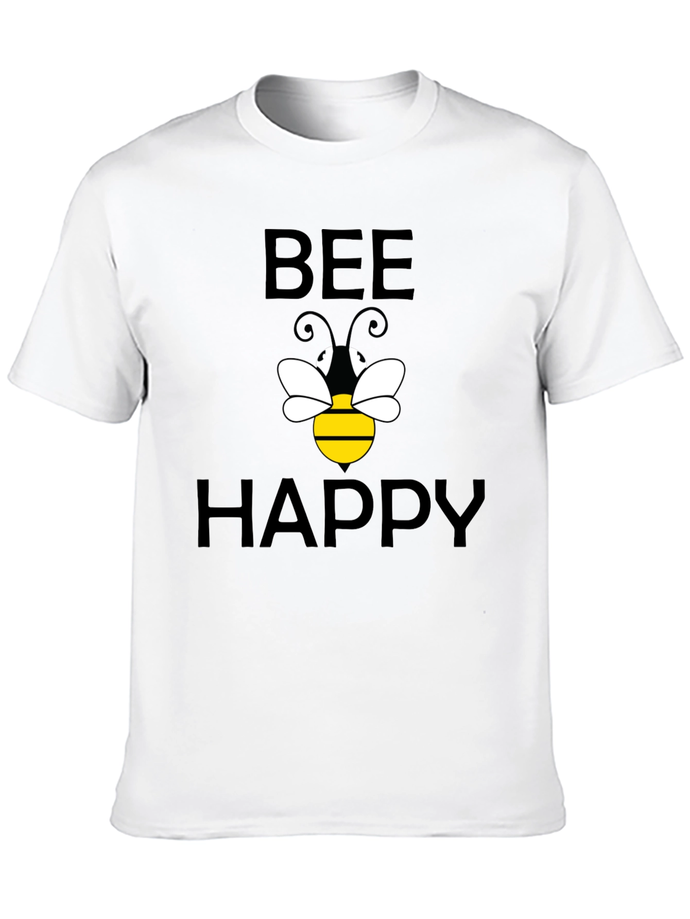 Black Bee Happy Graphic T-Shirt - Black Cotton view 10