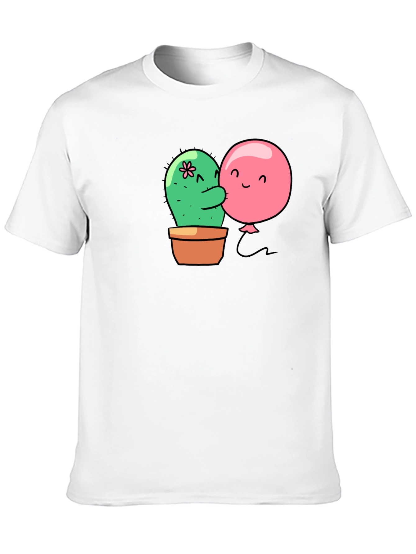 Black Cactus & Balloon Hug Black T-Shirt view 10