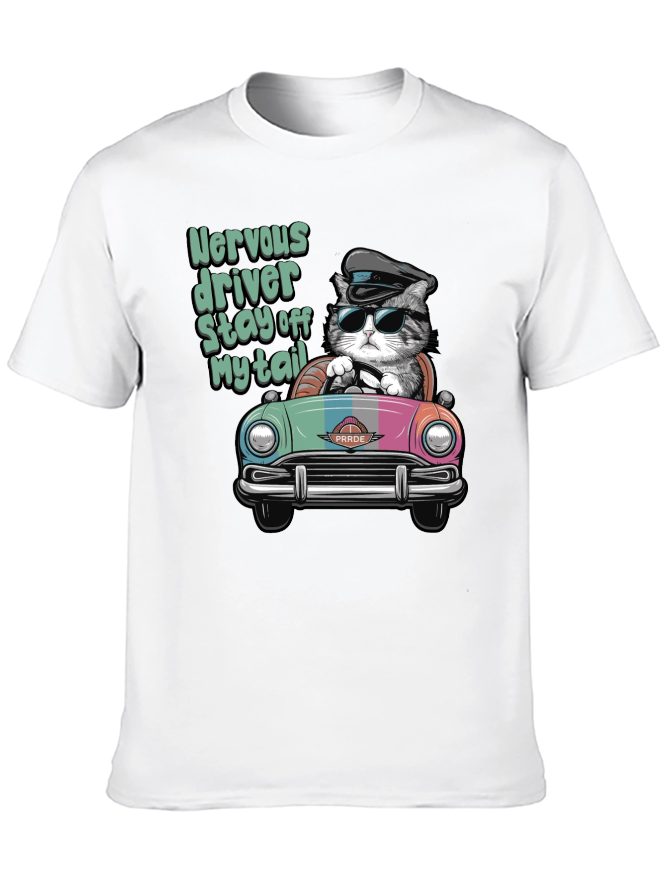 Black Nervous Driver Cat T-Shirt view 10