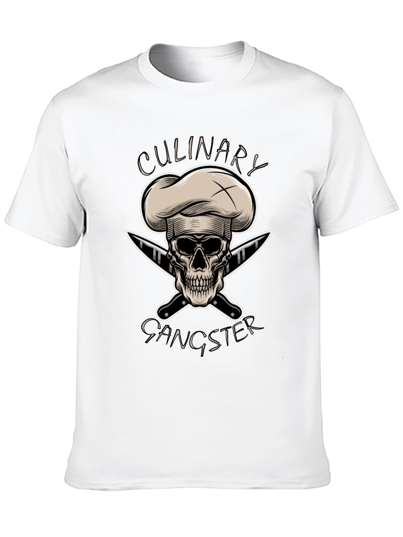 Black Culinary Gangster T-Shirt - Chef Skull Design view 10