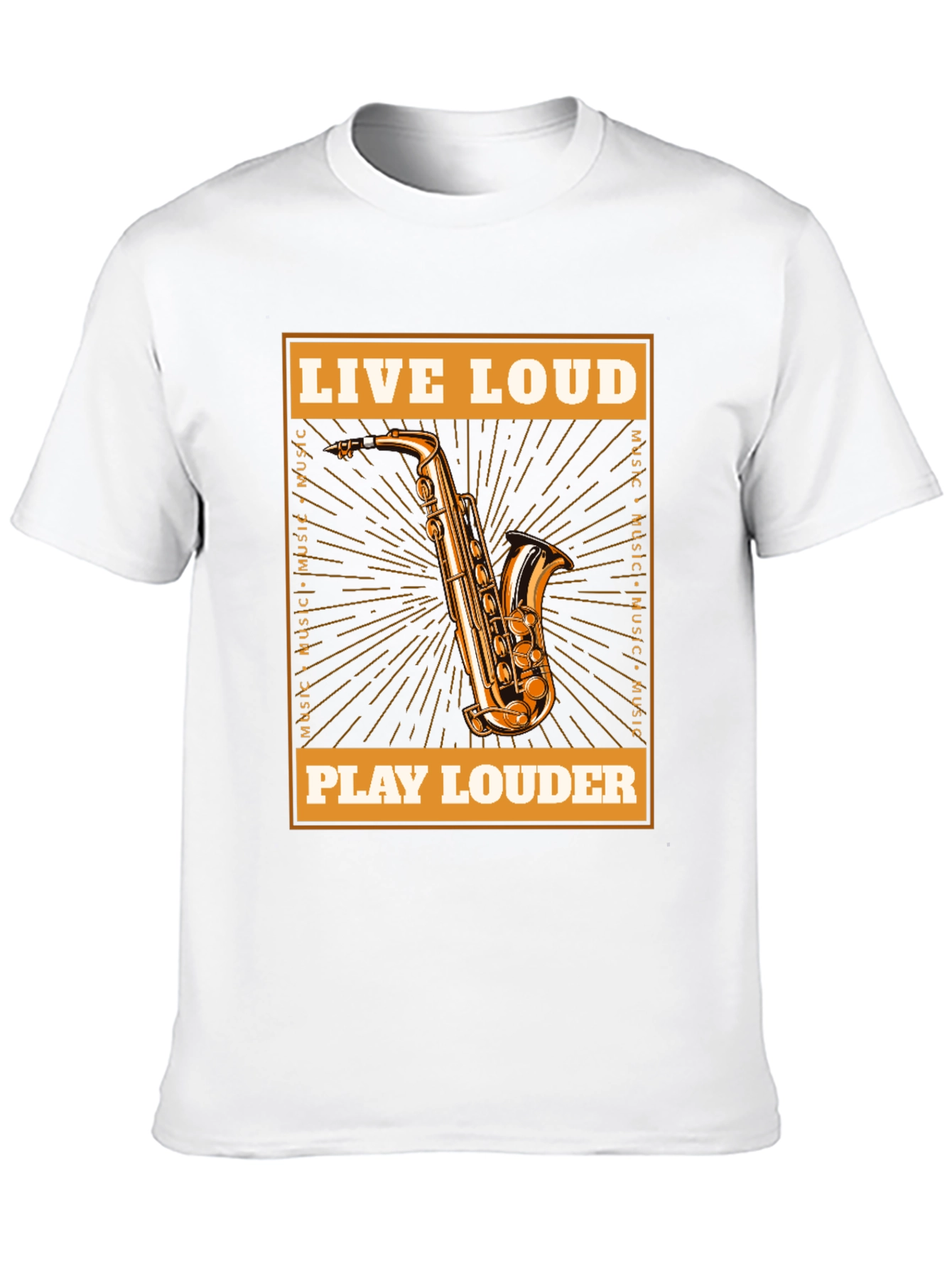Black Live Loud Saxophone Graphic T-Shirt - Music Lover Tee view 10