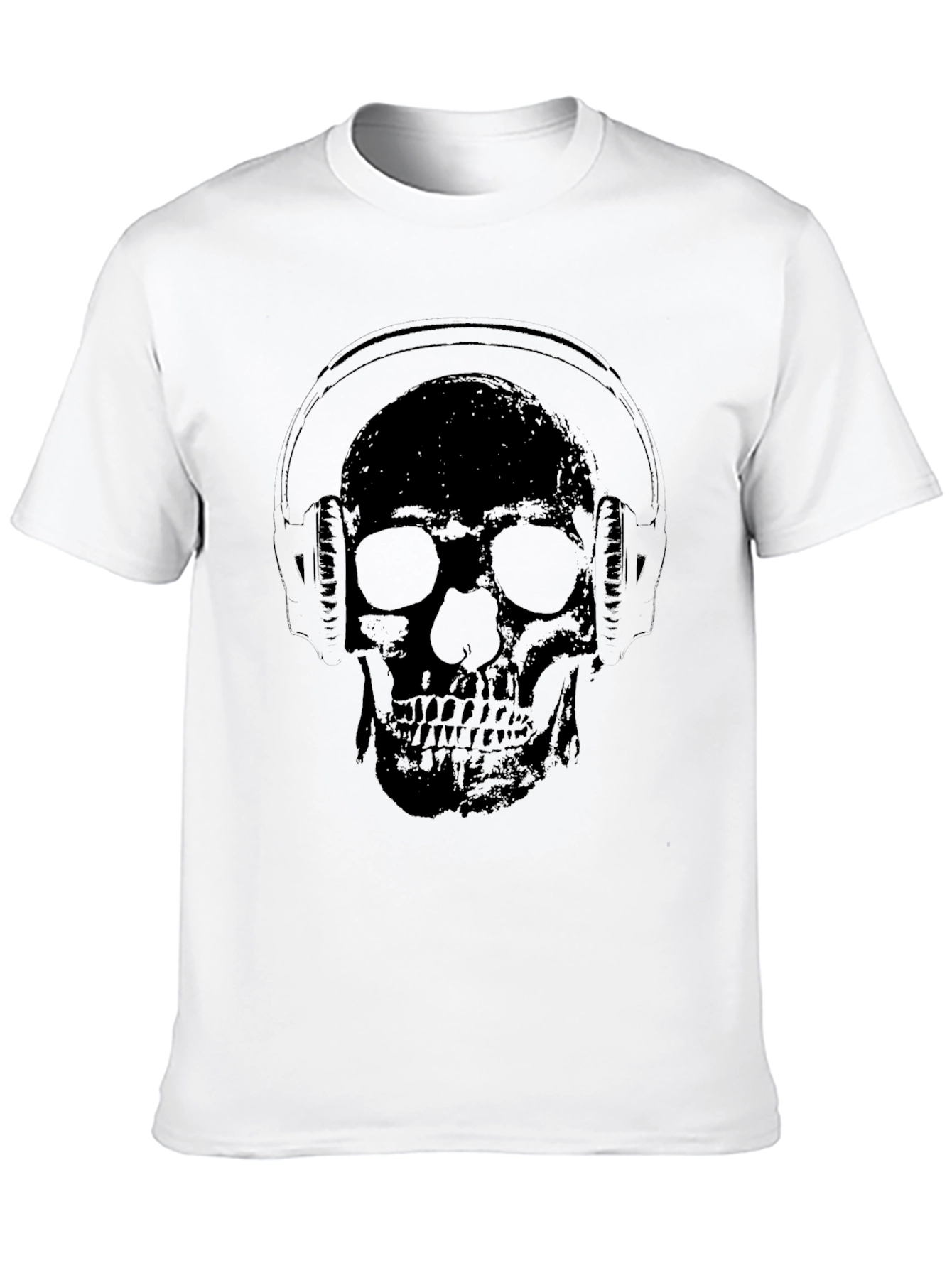 Black Skull Wearing Headphones Graphic Tee - Black view 10