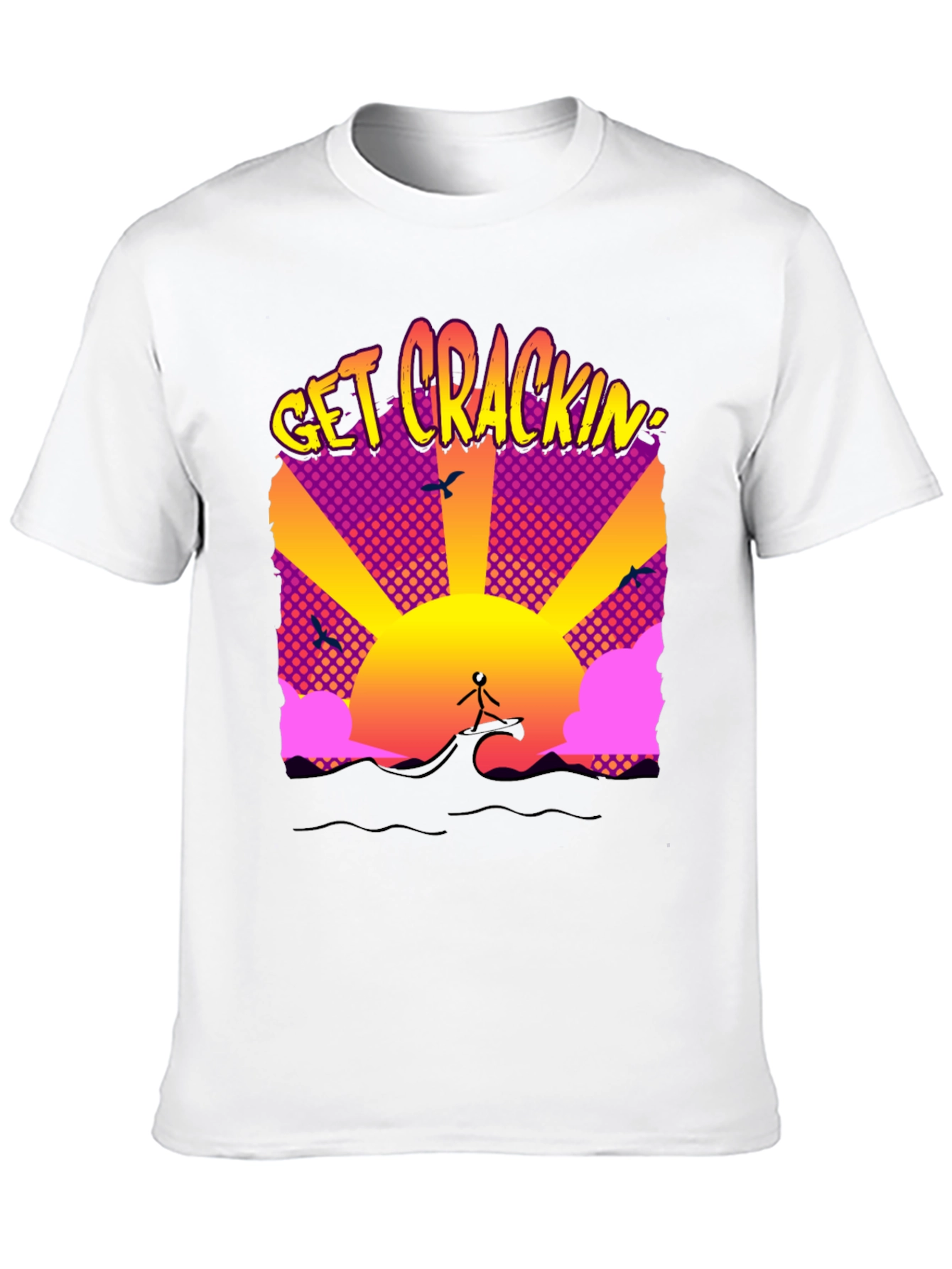 Black Get Crackin' Graphic T-Shirt - Surfing Sunrise view 10