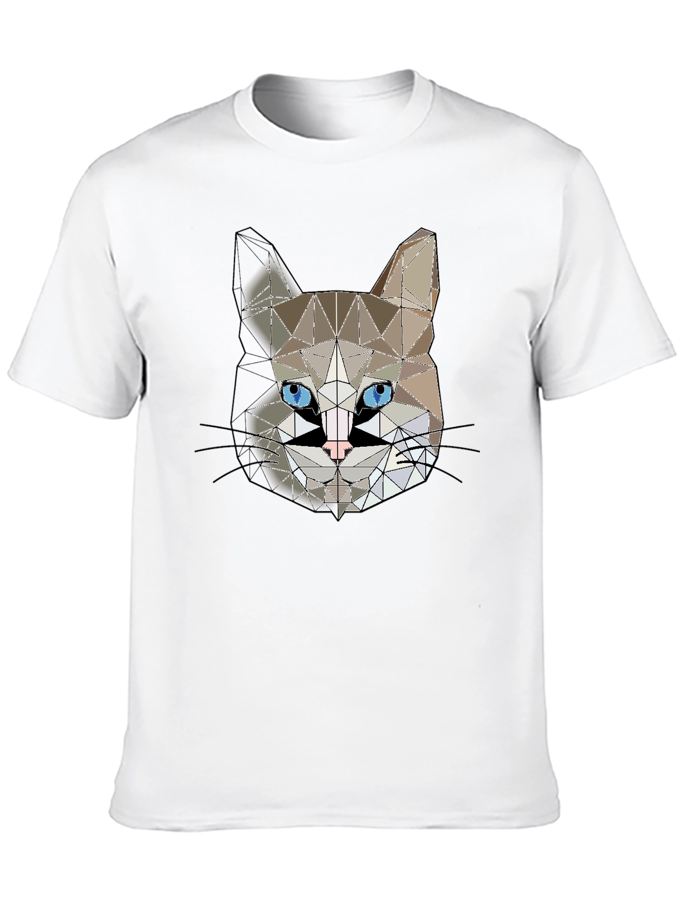Black Geometric Cat Head Graphic Black T-Shirt view 10