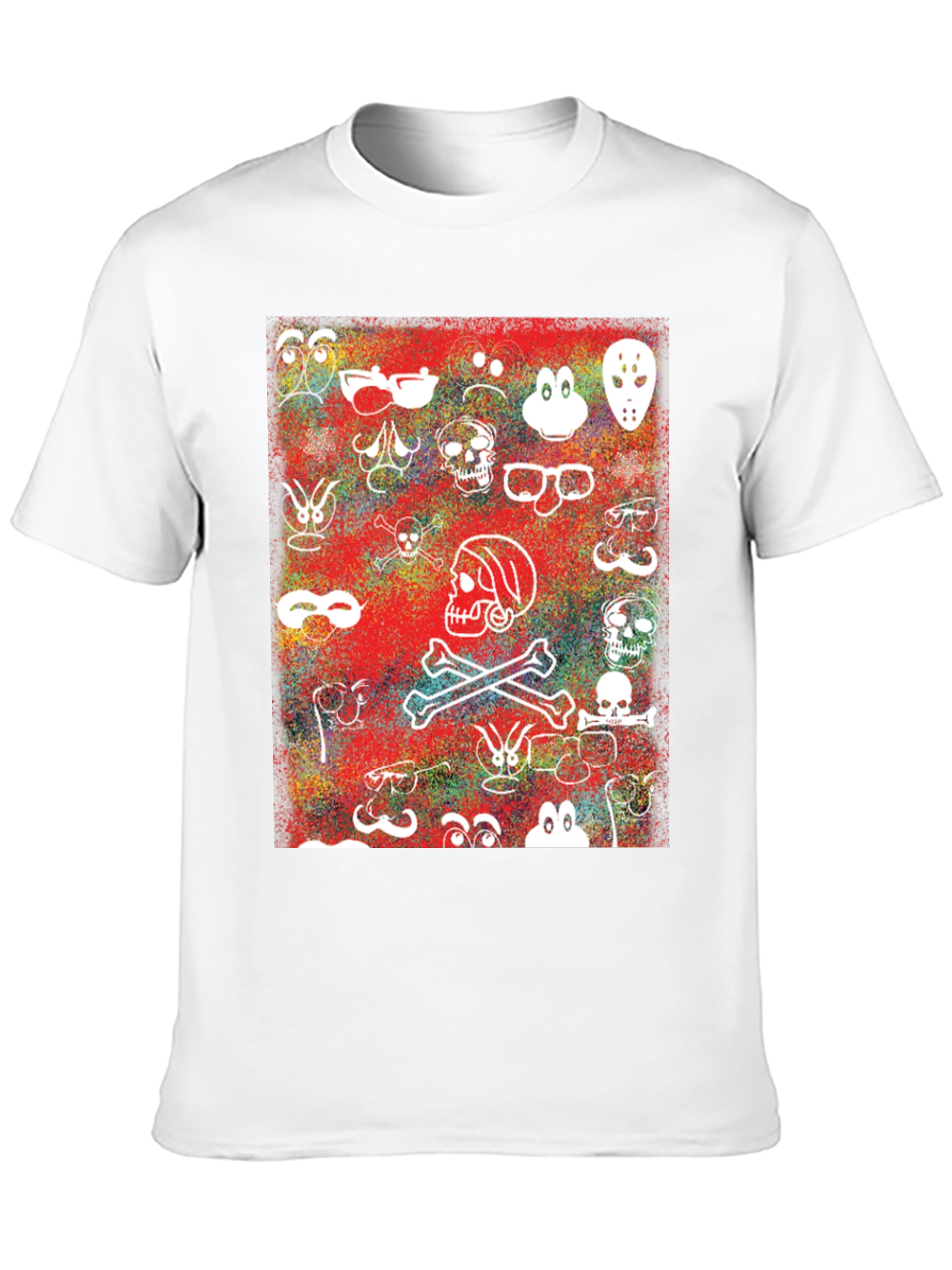 Black Skull & Character Graphic Print T-Shirt view 10