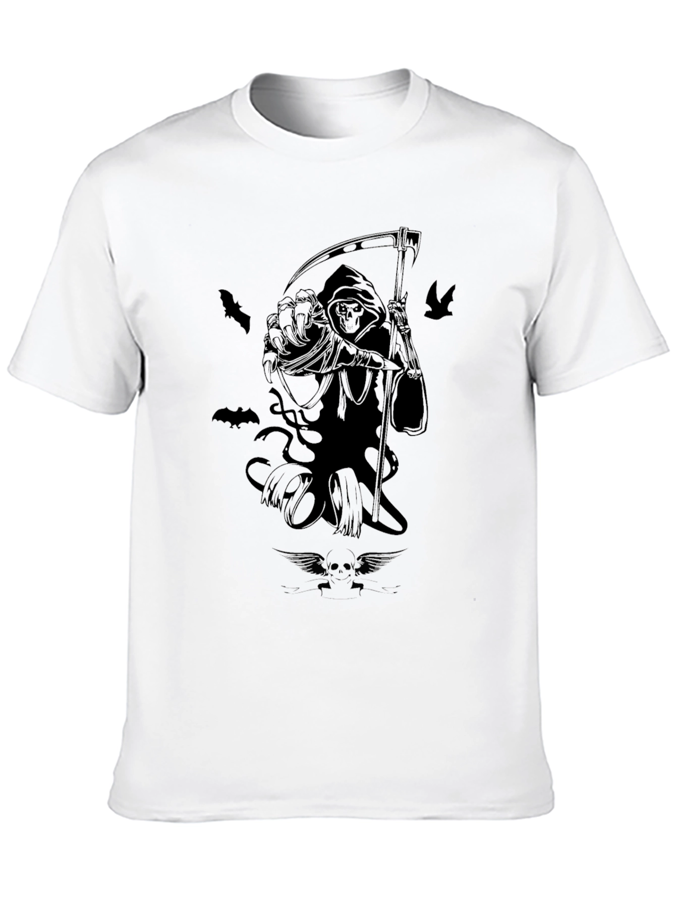 Black Grim Reaper Graphic Print Black T-Shirt view 10