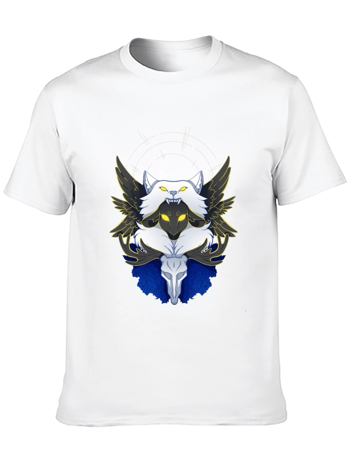 Black Winged Wolf & Skull Graphic Tee - Unique Design view 10