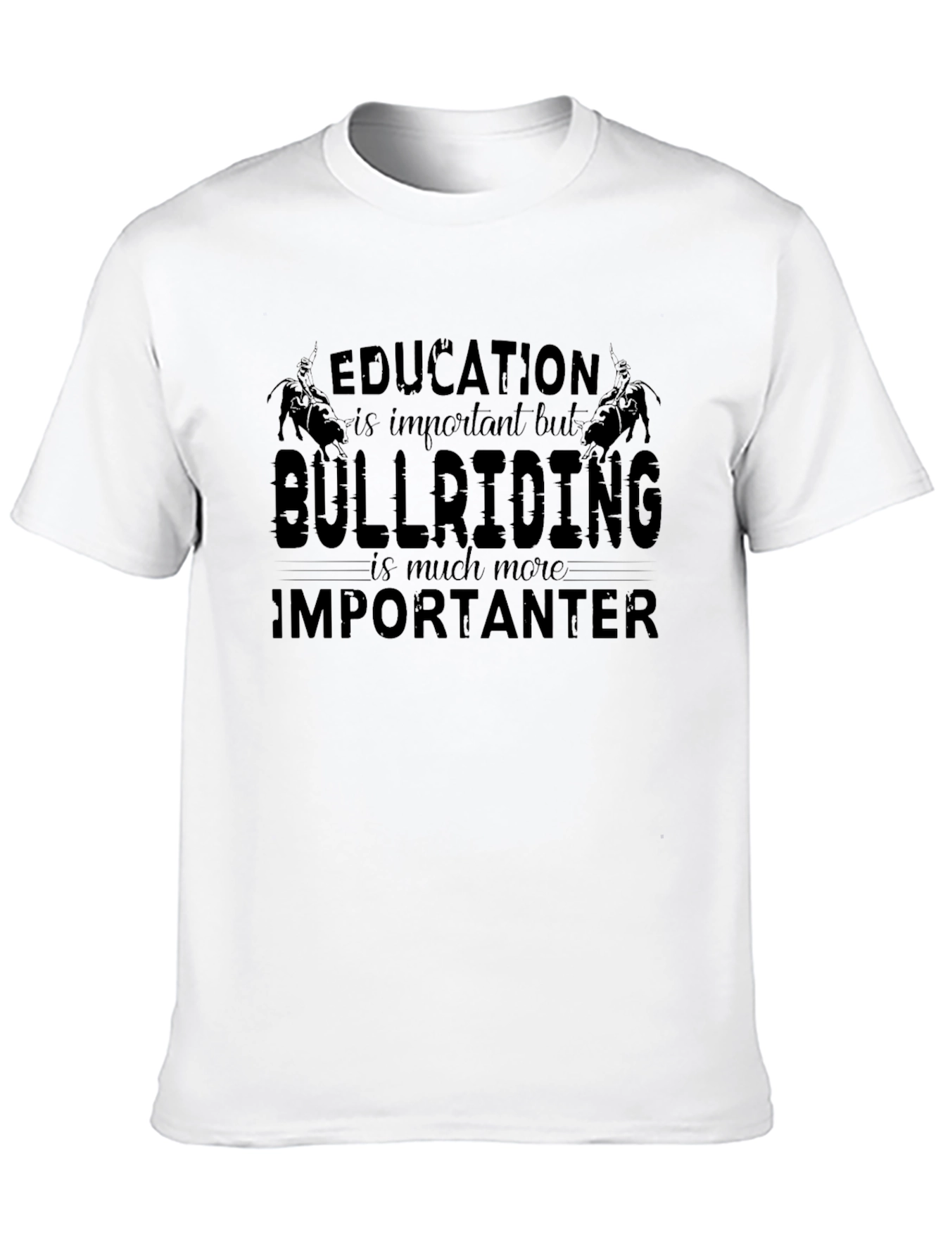 Black Bull Riding T-Shirt: Education vs. Bull Riding view 10