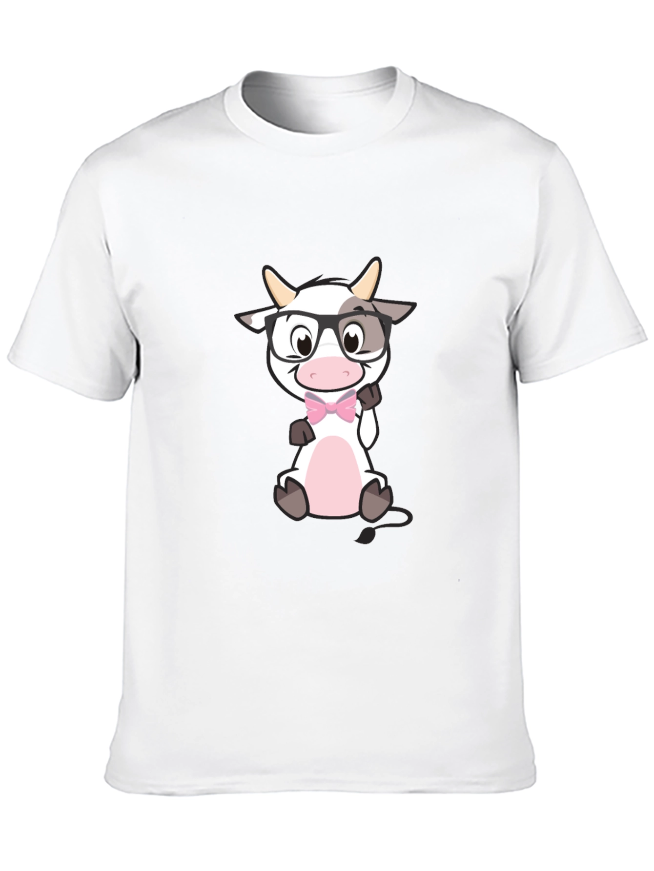 Black Funny Cow with Glasses Black T-Shirt view 10