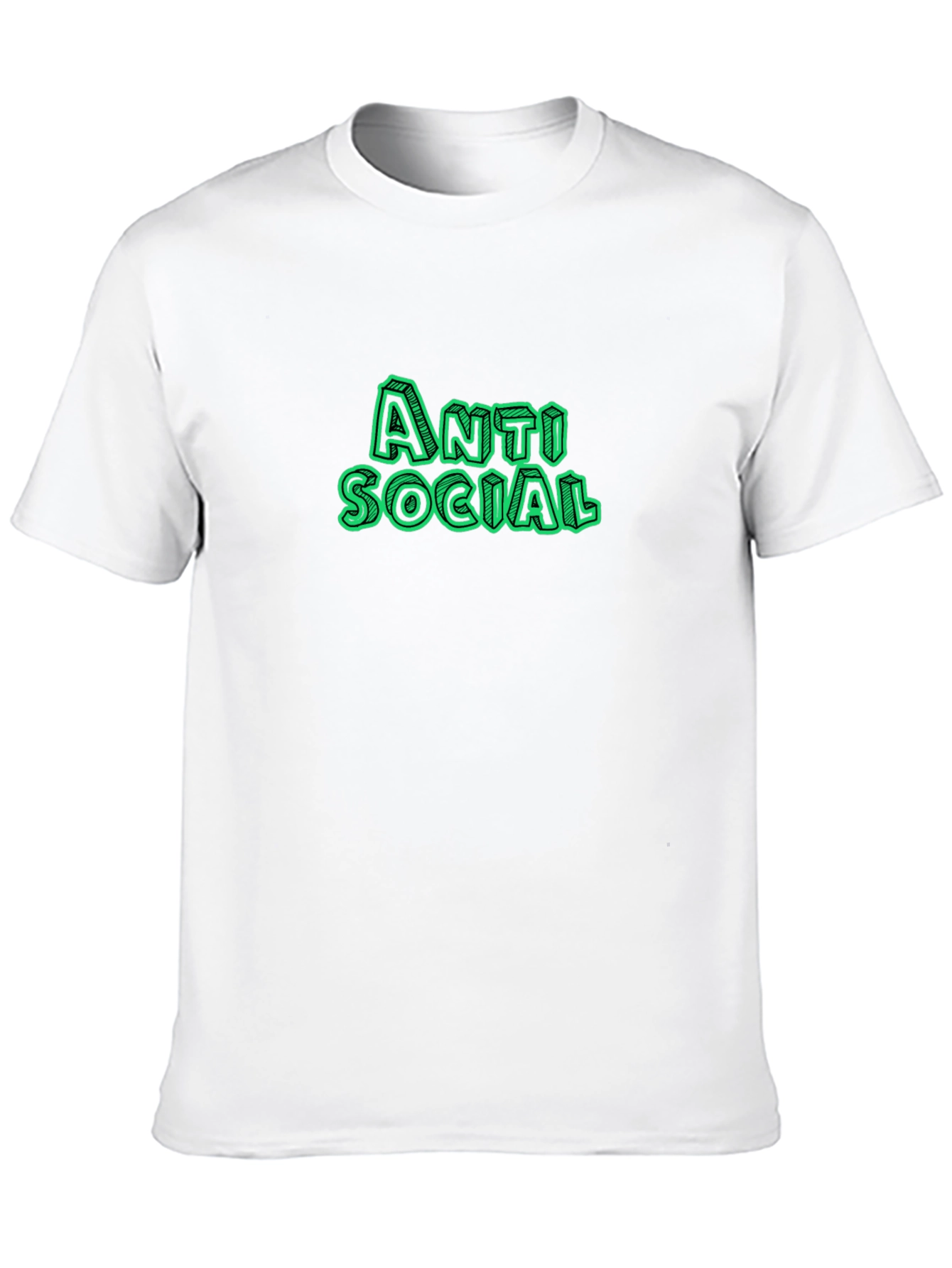 Black Anti Social Green Text Black T-Shirt view 10