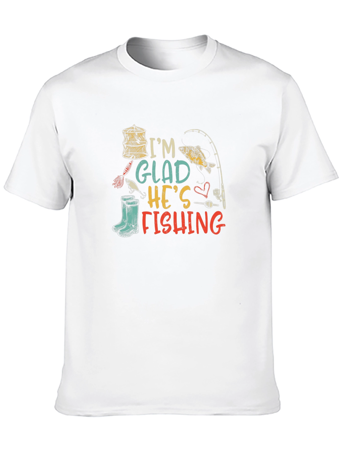 Black I'm Glad He's Fishing Black T-Shirt view 10