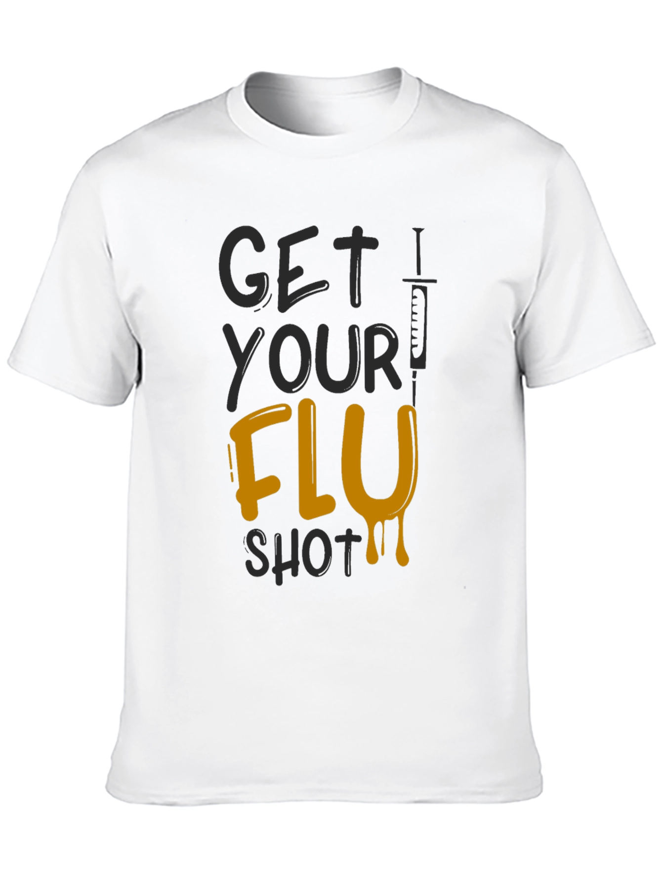 Black Get Your Flu Shot T-Shirt - Black Novelty Tee view 10