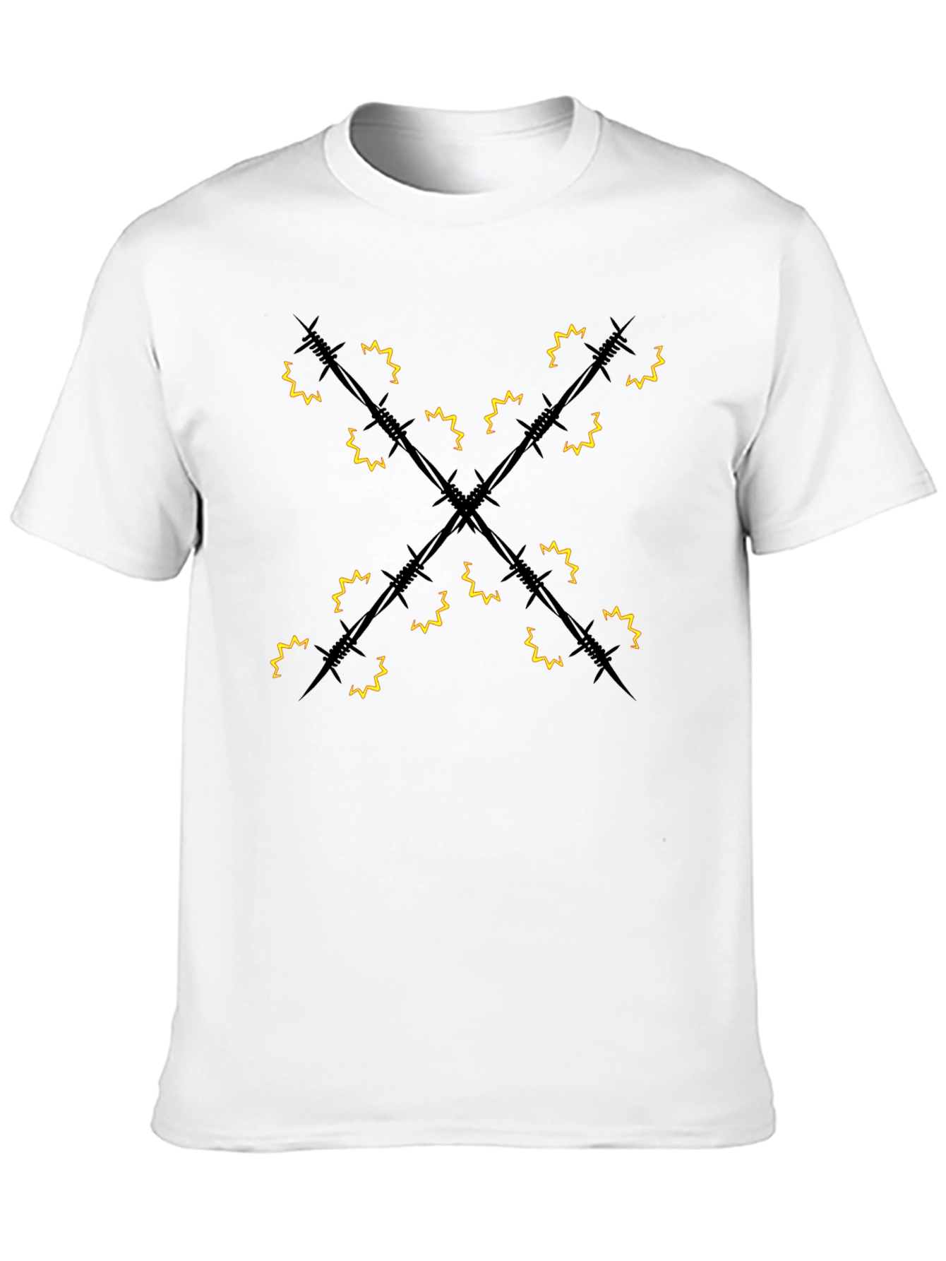 Black Edgy Barbwire Cross Graphic T-Shirt view 10