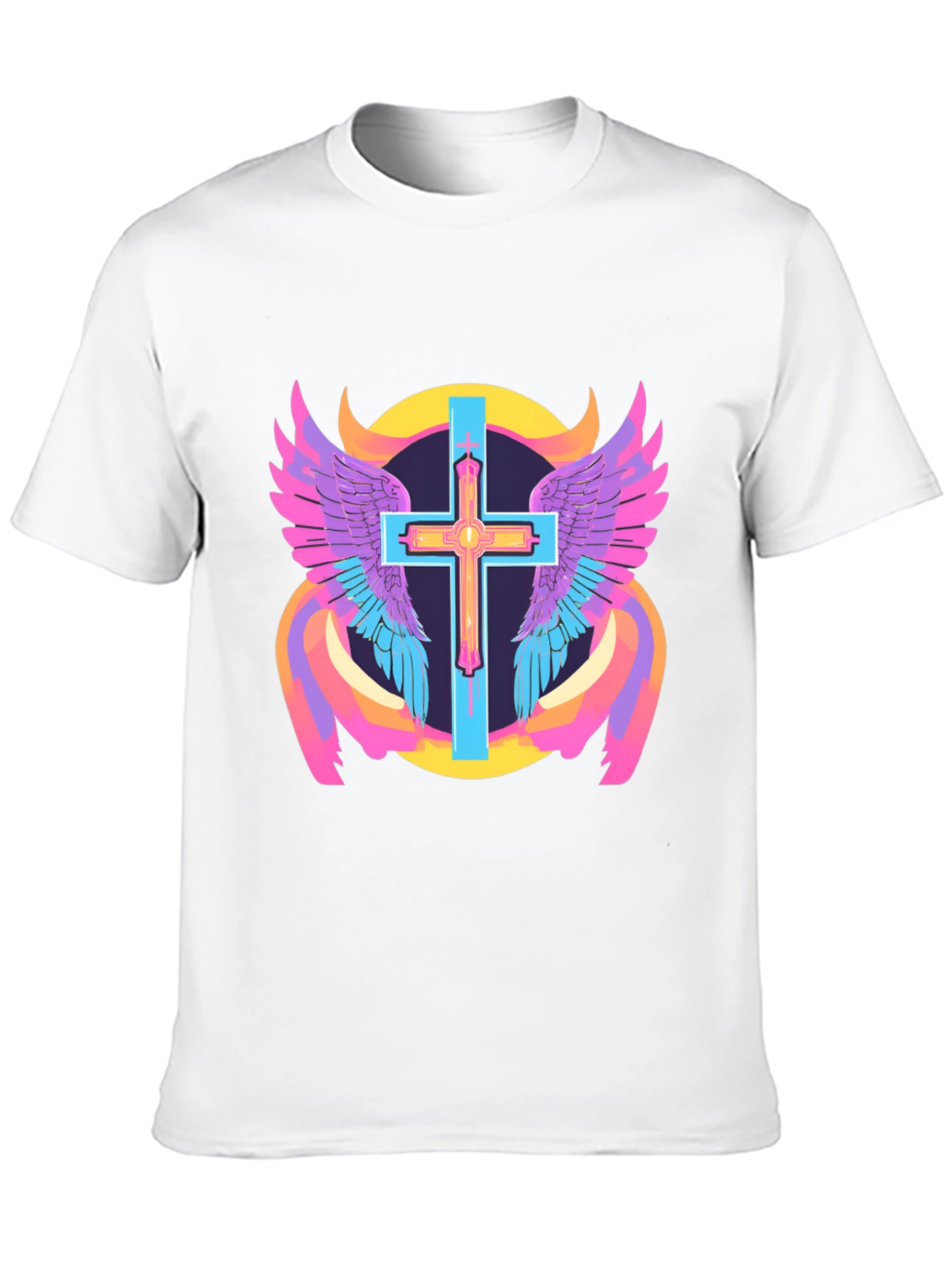 Black Winged Cross Graphic Tee - Black Cotton Blend view 10