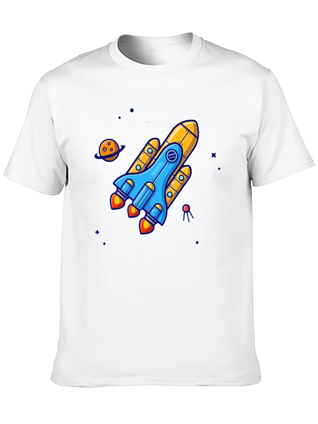 Black Rocket Ship Graphic Tee - Black Cotton T-Shirt view 10