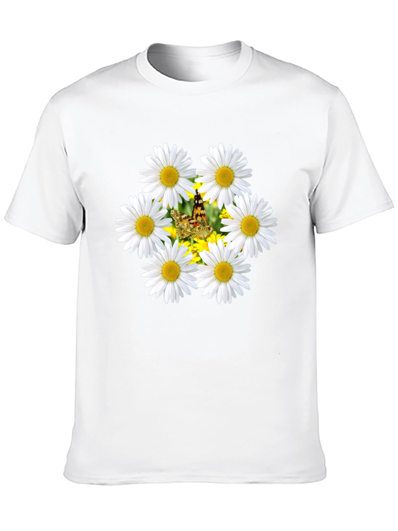 Black Daisy Butterfly Black T-Shirt view 10