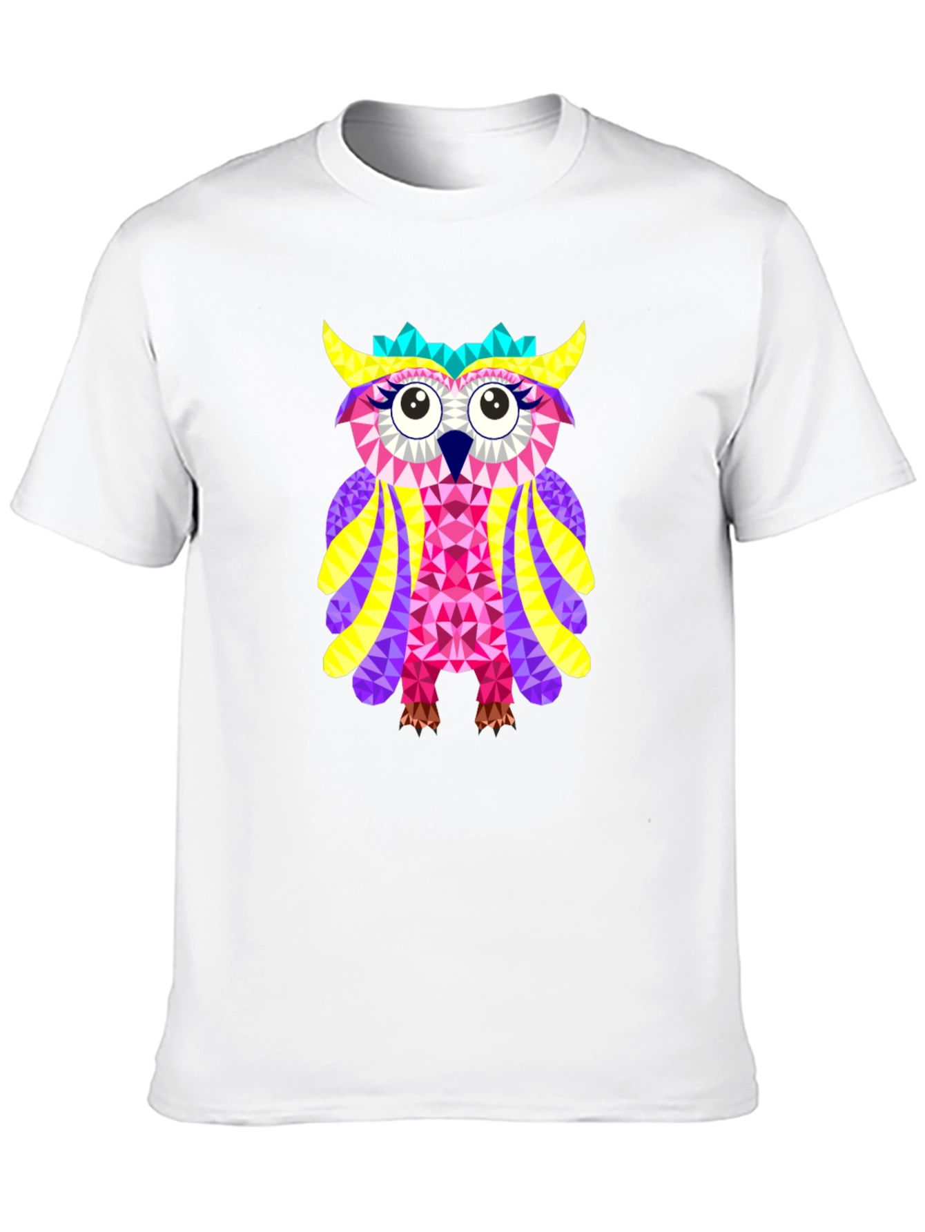 Black Geometric Owl Graphic Tee - Black Cotton Blend view 10