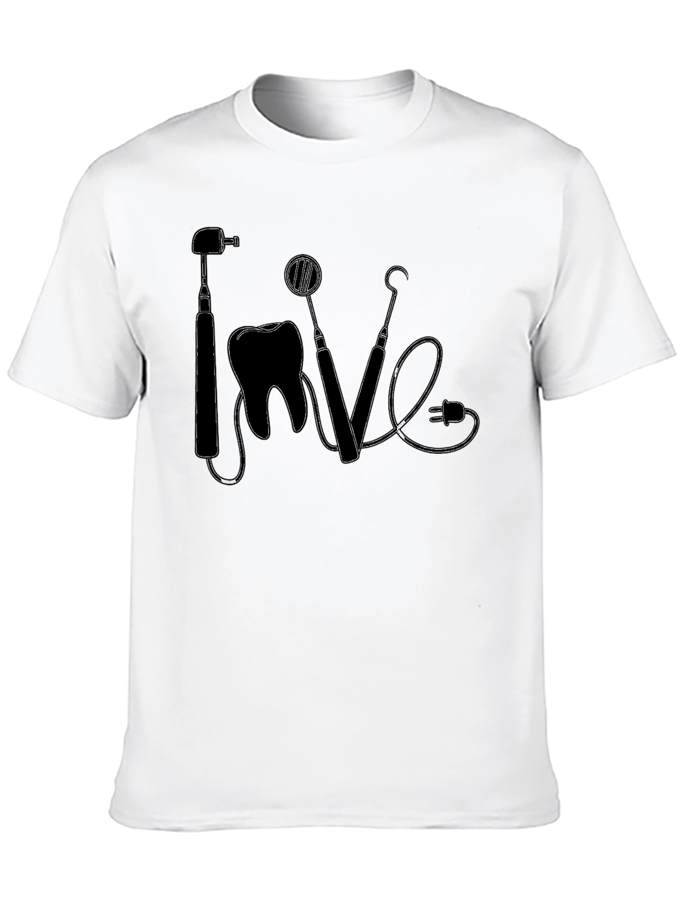 Black Dentist Love Graphic Tee - Black Cotton T-Shirt view 10