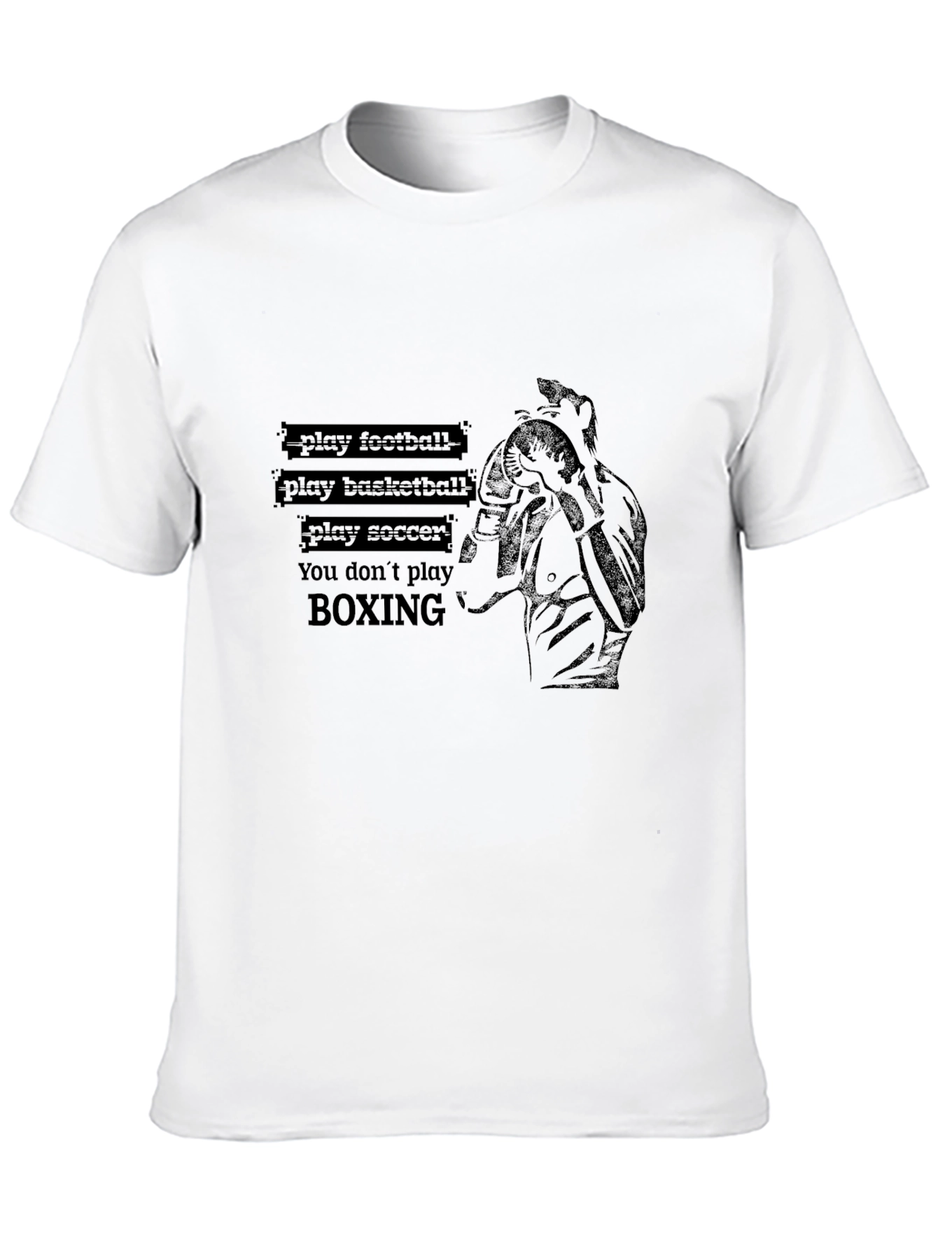 Black Play Football Boxing Graphic Black T-Shirt view 10