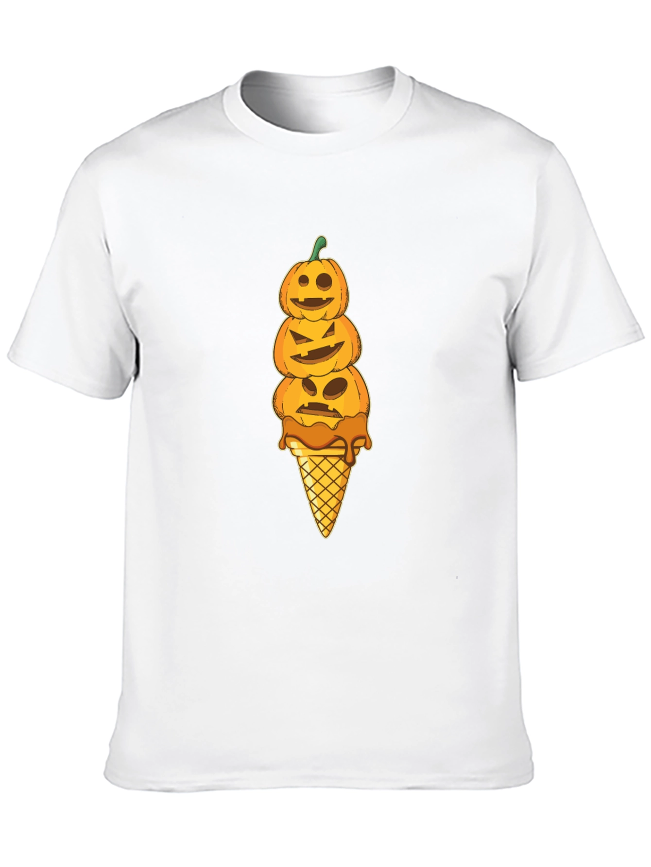 Black Pumpkin Ice Cream Cone Halloween T-Shirt view 10