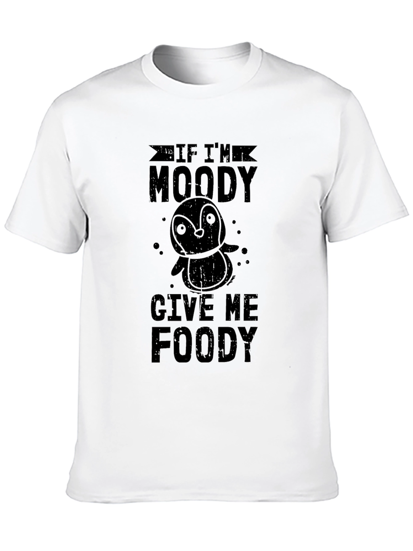 Black Moody Penguin Foody Black Graphic T-Shirt view 10