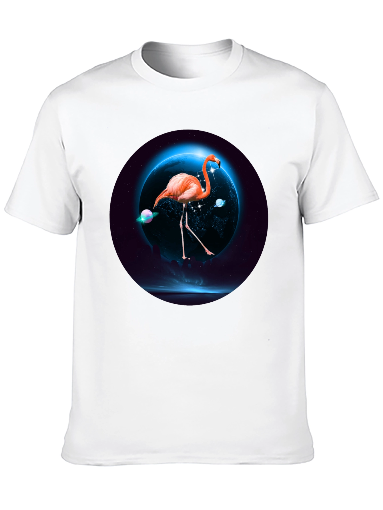 Black Flamingo in Space T-Shirt view 10