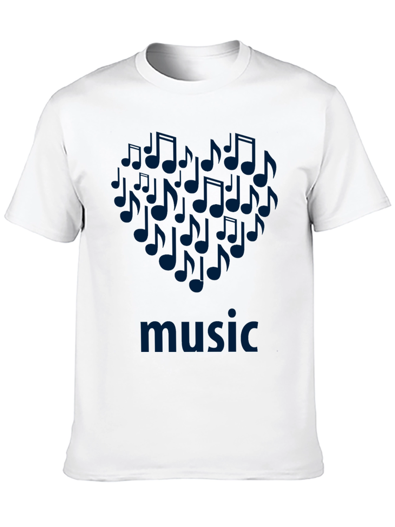 Black Music Notes Heart T-Shirt - Black Cotton Tee view 10