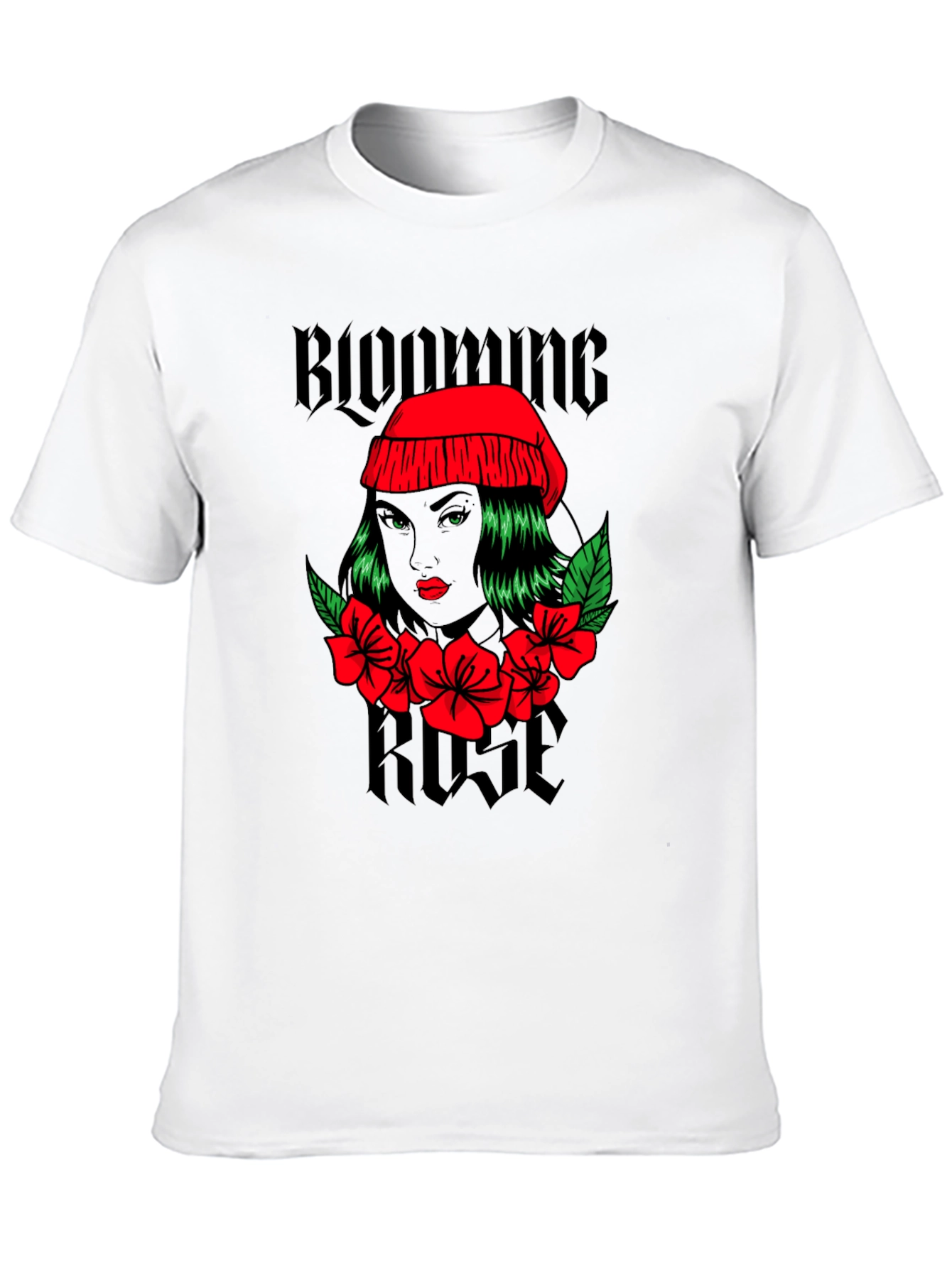 Black Blooming Rose Graphic Tee - Black Unisex T-Shirt view 10