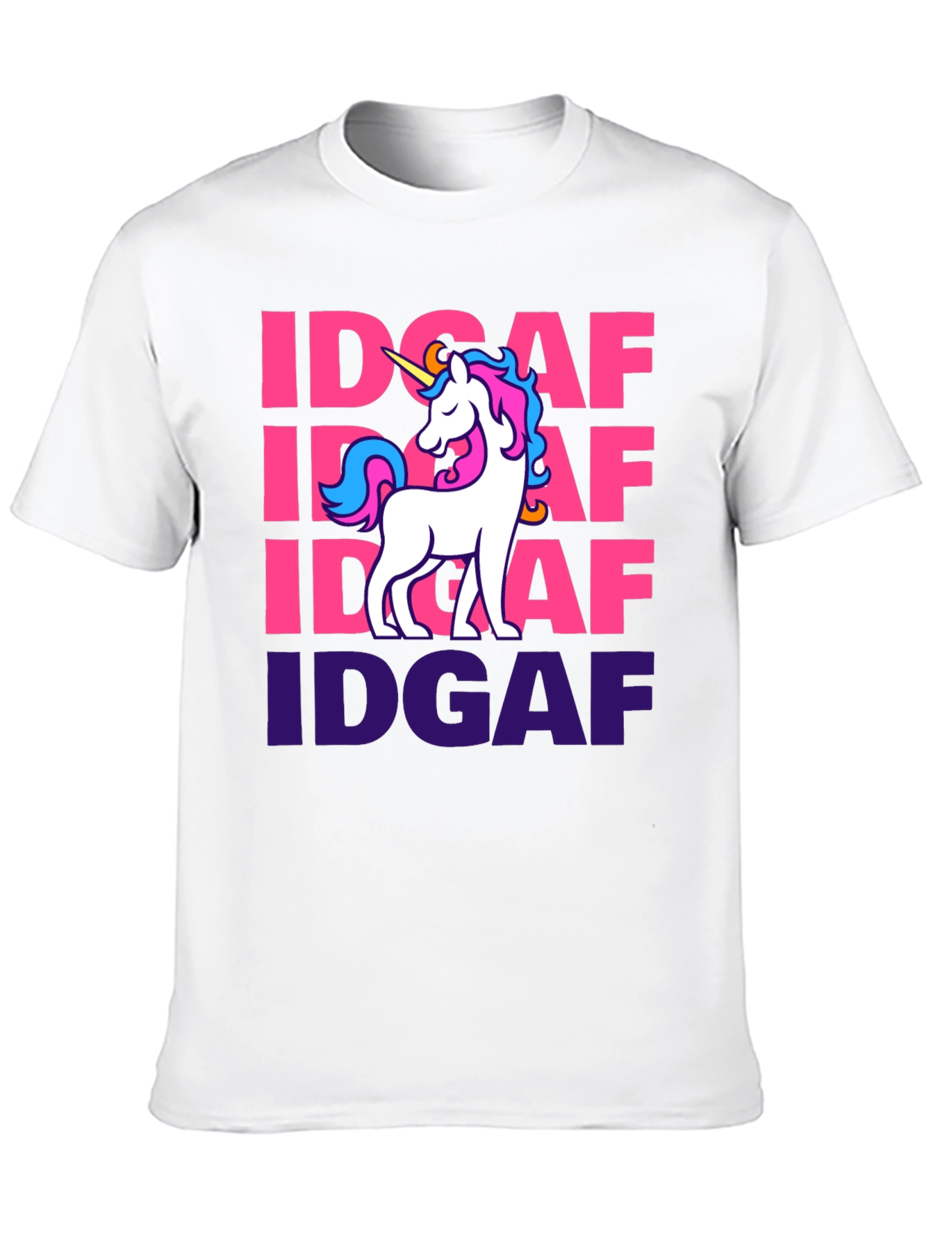 Black IDGAF Unicorn Graphic T-Shirt - Black Cotton Tee view 10
