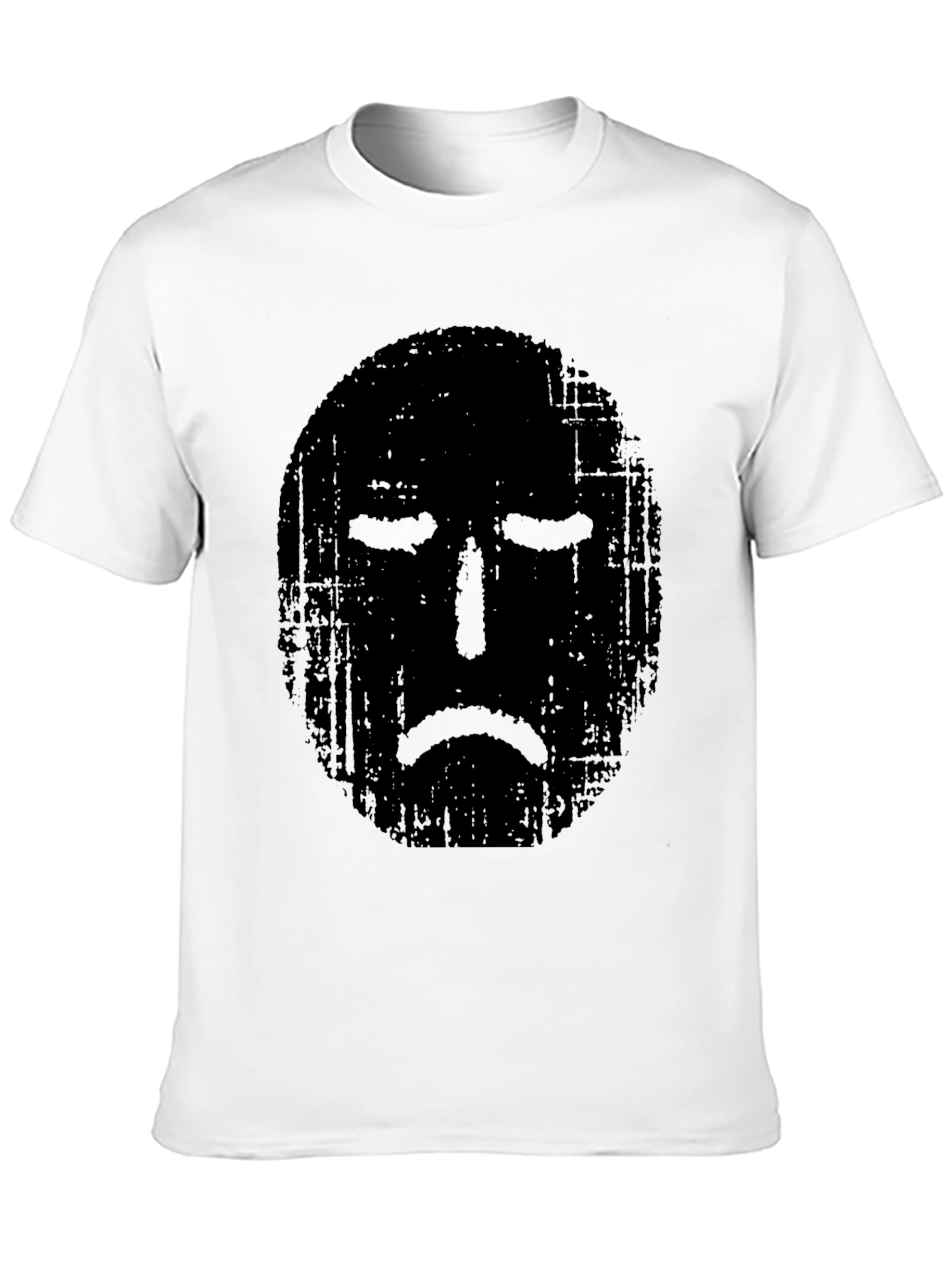 Black Distressed Sad Face Graphic Black T-Shirt view 10