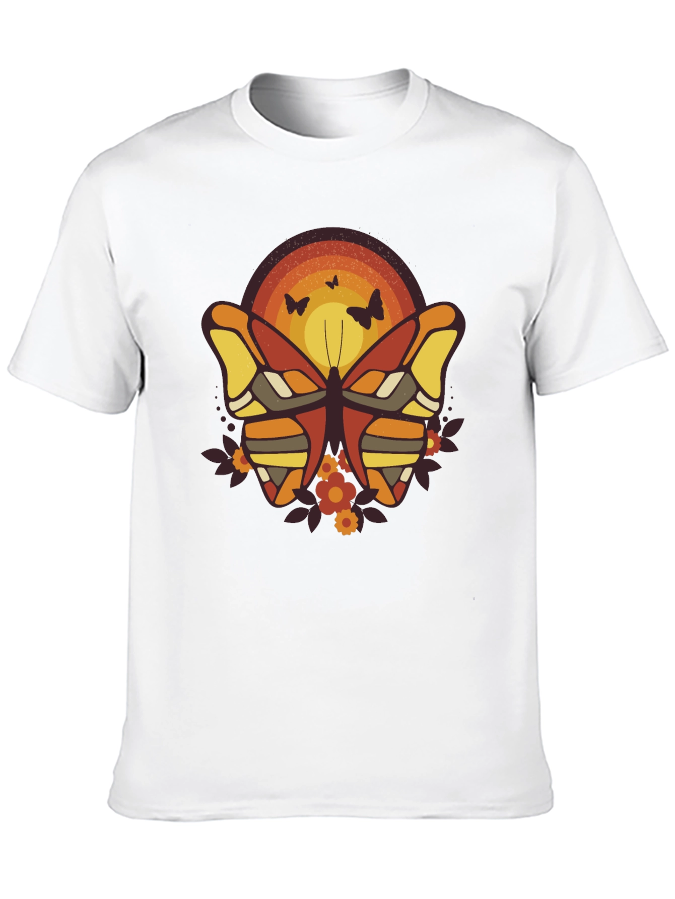 Black Retro Butterfly Graphic Print T-Shirt view 10