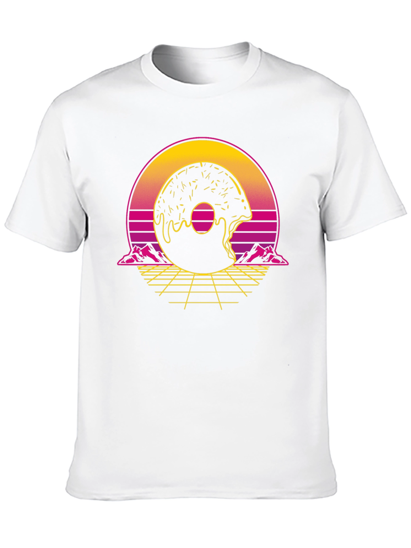 Black Retro Donut Graphic Tee - Synthwave Style view 10