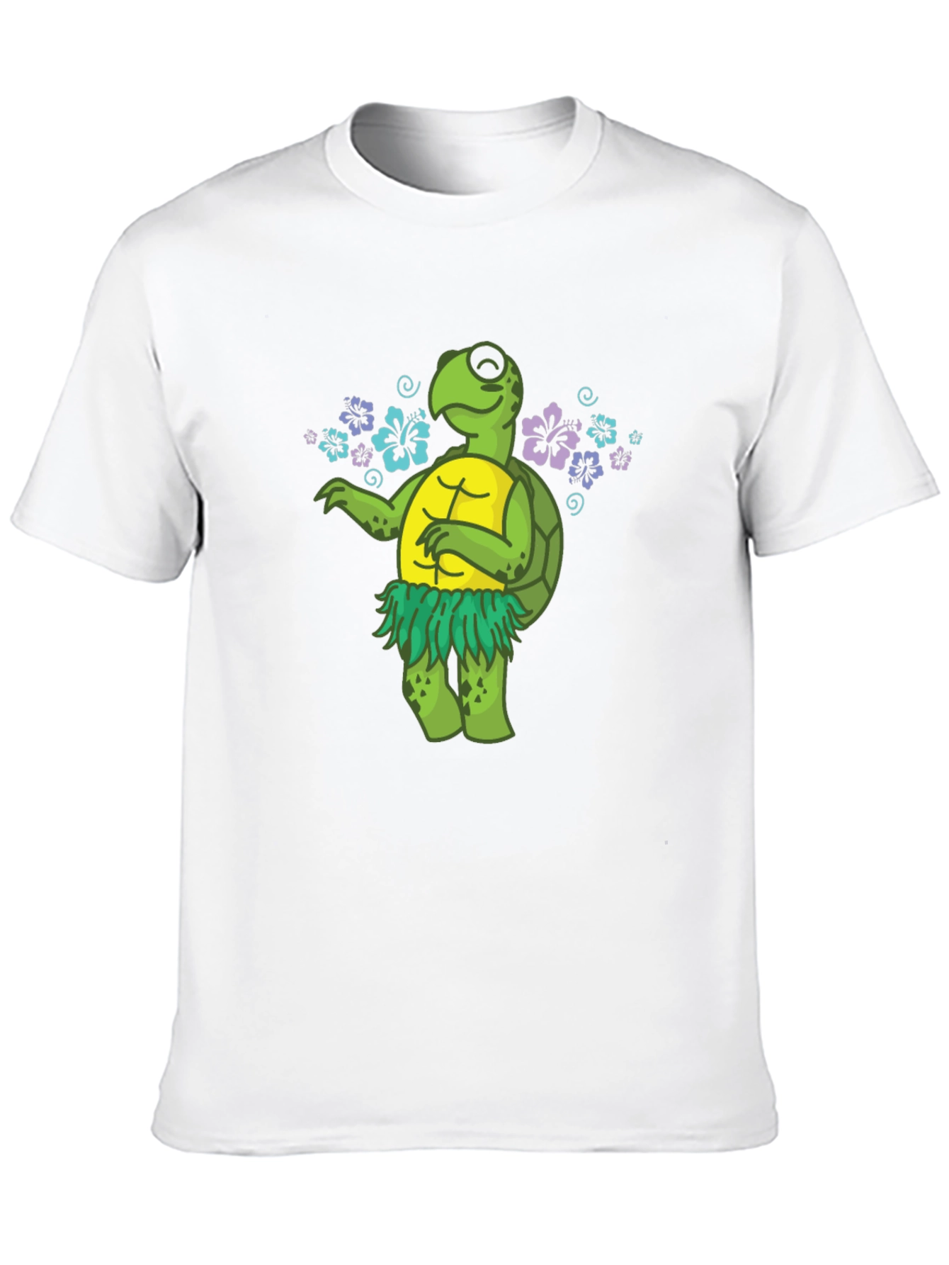 Black Funny Turtle Hula Dancer Graphic T-Shirt view 10