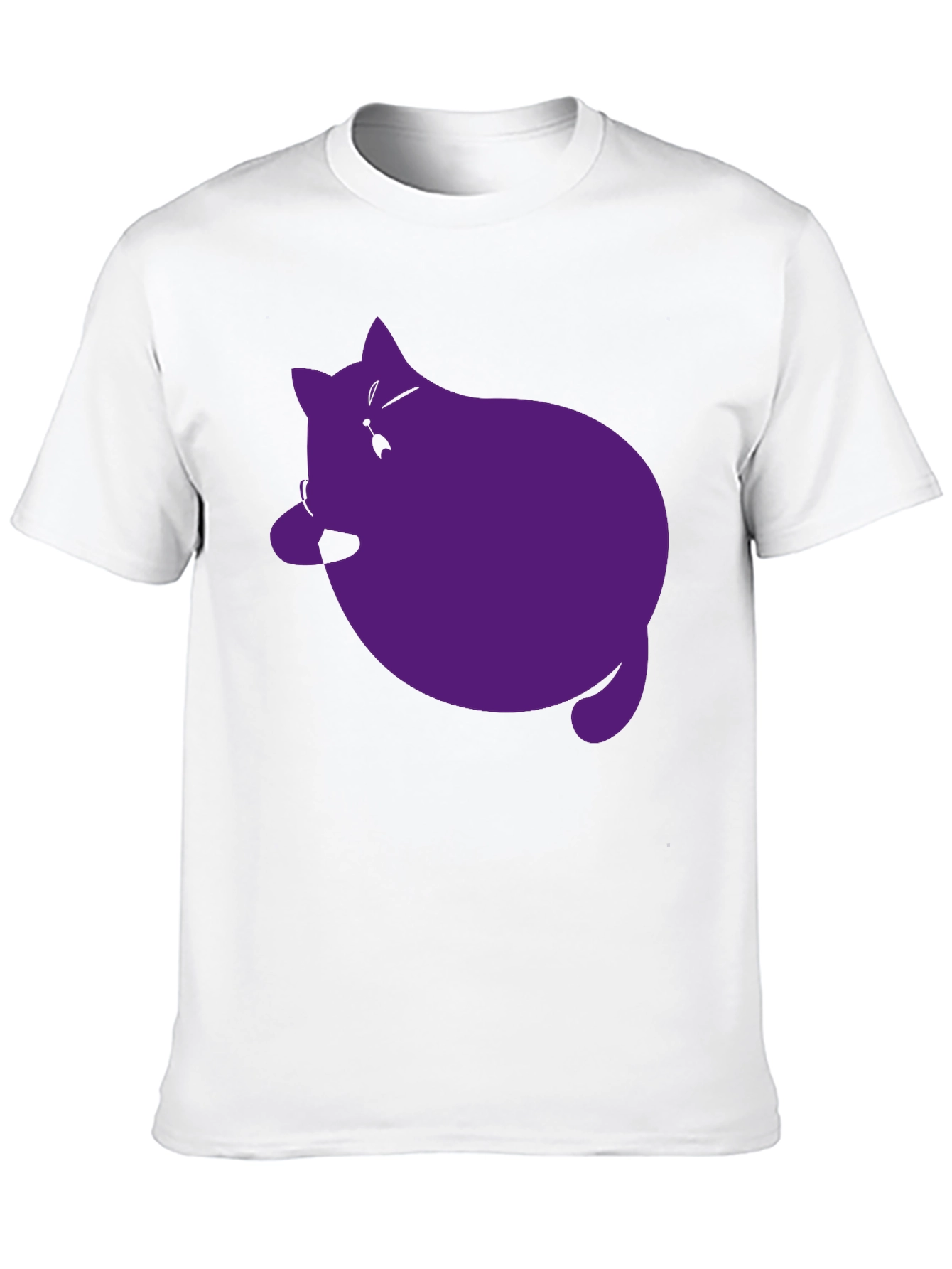 Black Men's Black T-Shirt with Purple Cat Graphic view 10