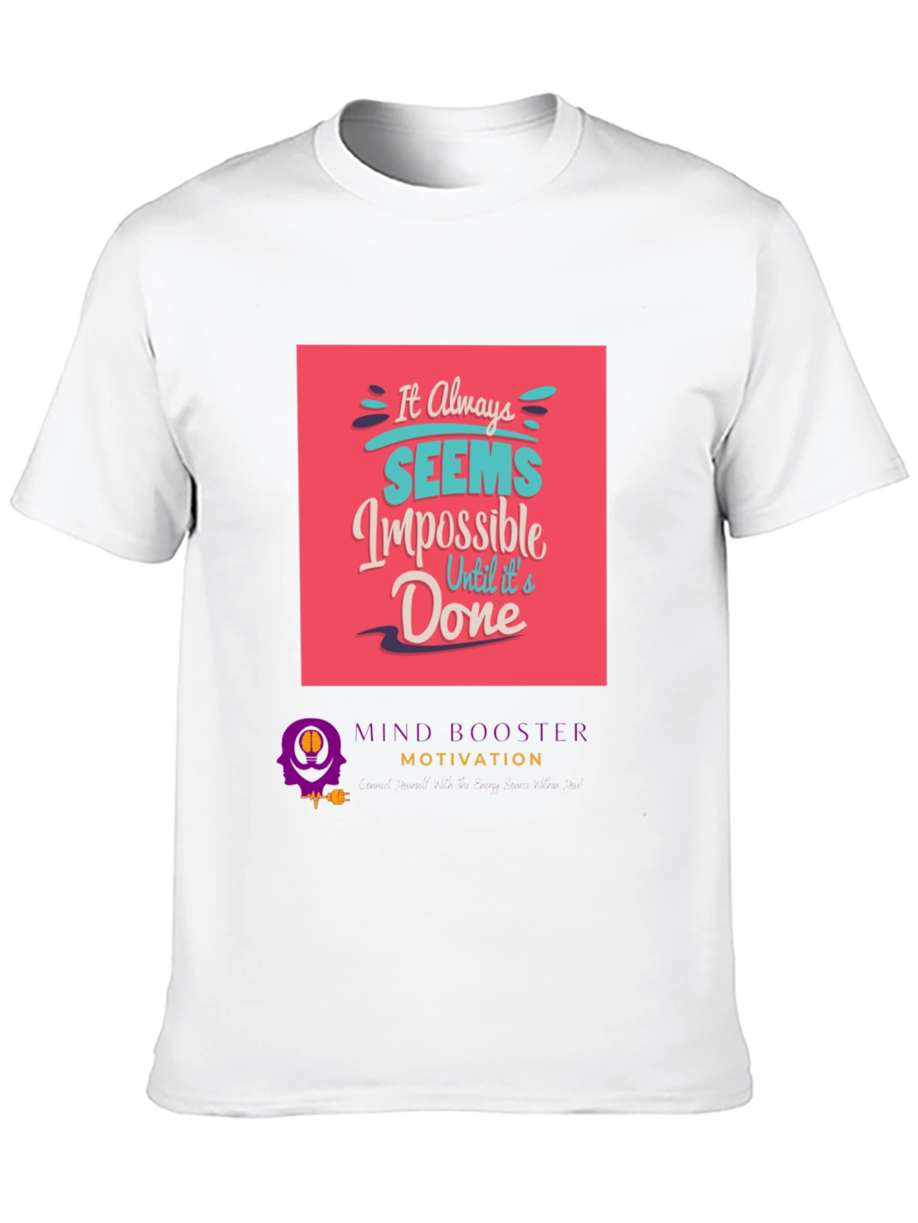 Black Motivational Graphic Tee: It Always Seems Impossible view 10