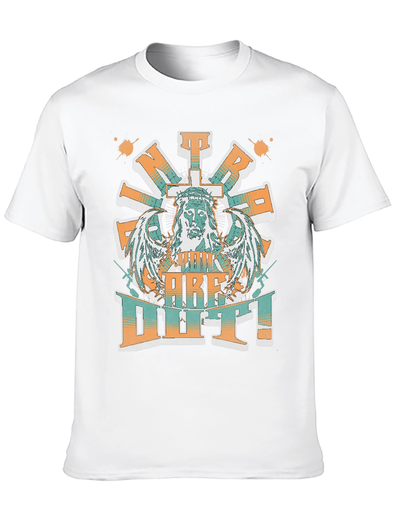 Black Jesus Cross Wings Graphic Print Black T-Shirt view 10