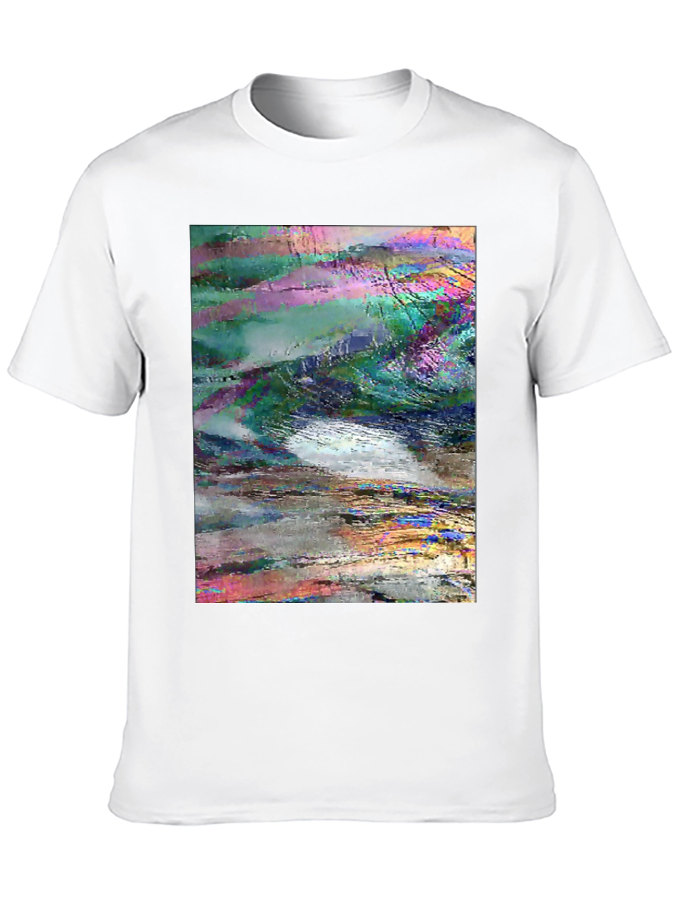 Black Abstract Glitch Art Graphic Tee - Black view 10